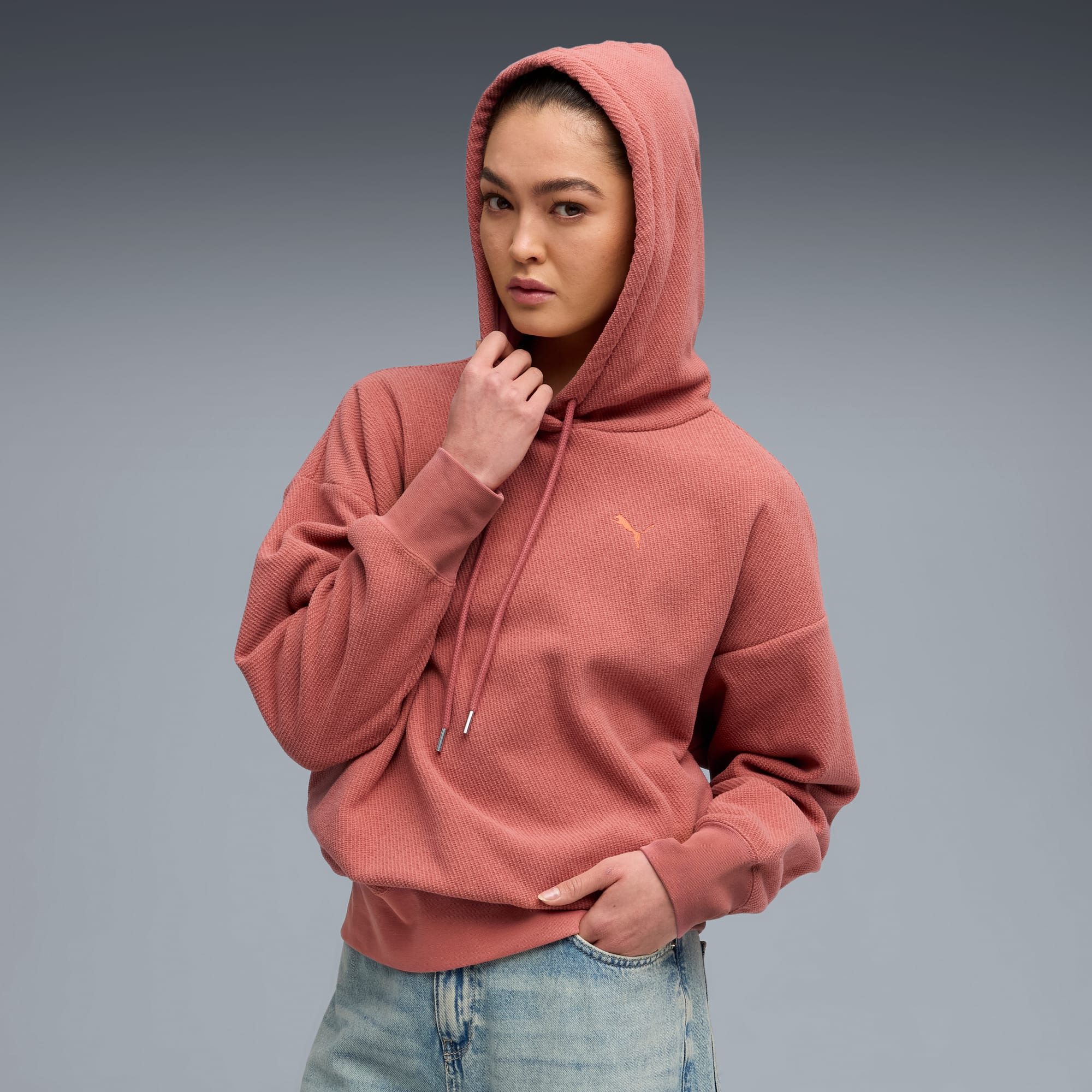 HER Oversized Winterized Hoodie Damen, Exotic Red, large