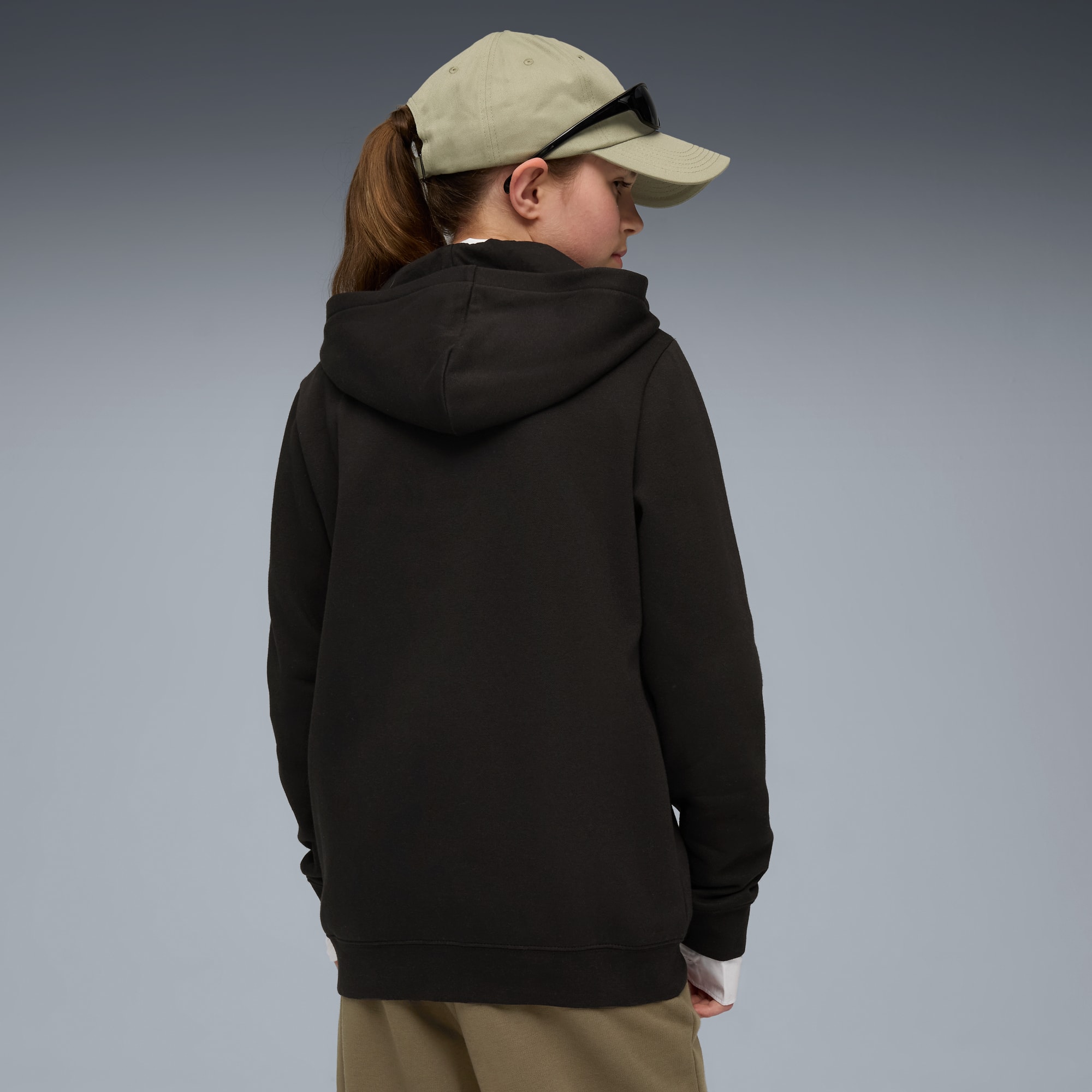 Felpa con zip integrale e cappuccio Essentials Script per ragazzi, PUMA Black, large
