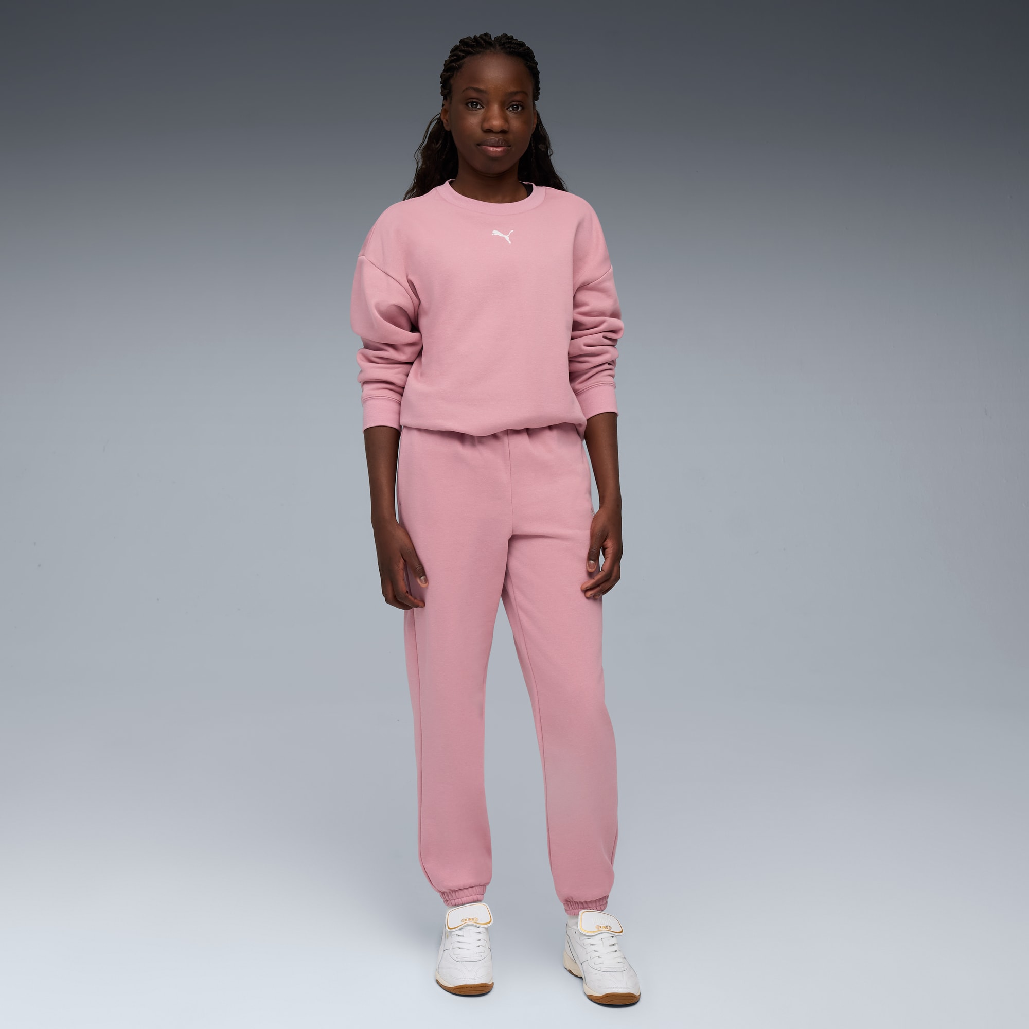 Loungewear oversized joggingpak voor jongeren, Poised Pink, large
