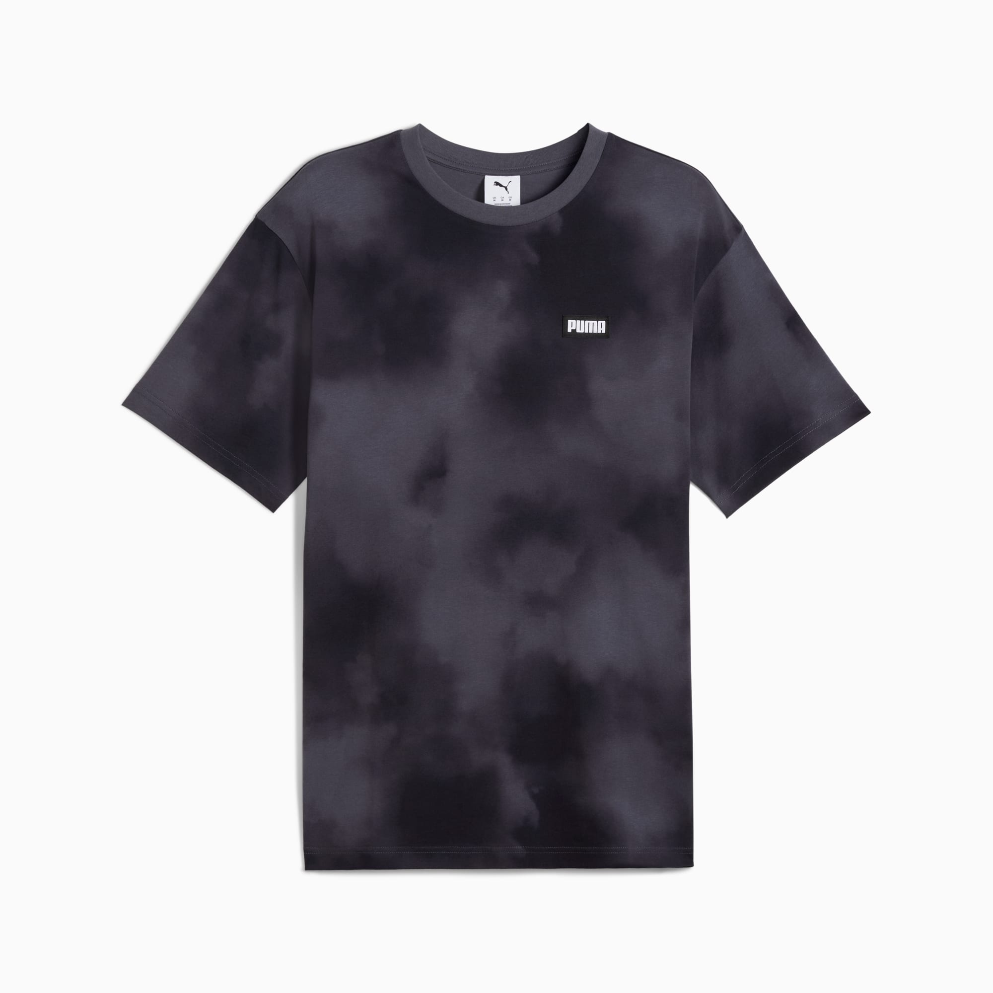 Dark grey PUMA T-shirt, adult size, with a tie-dye pattern and the brand's logo.