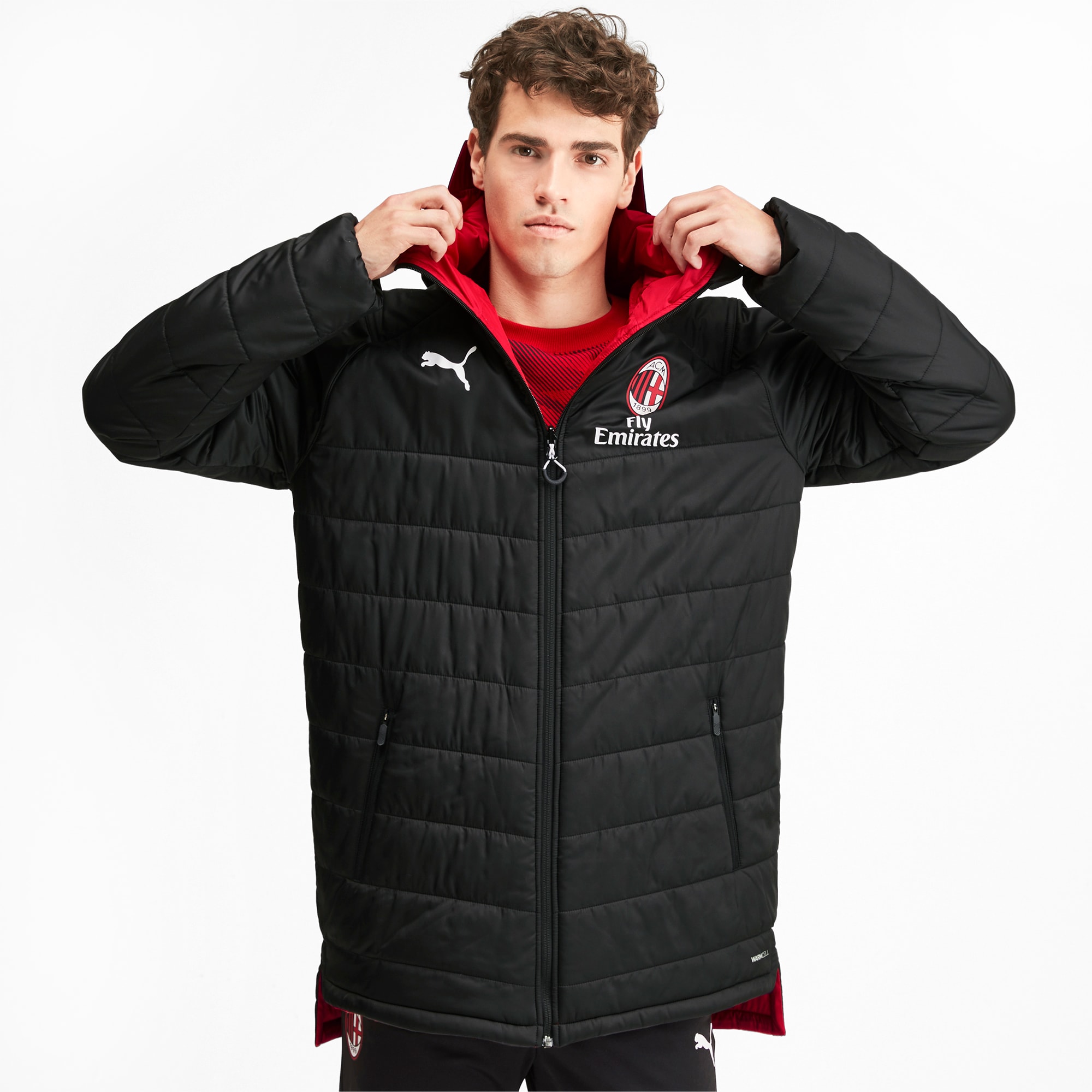 Ac Milan Reversible Men S Bench Jacket Puma Black Tango Red