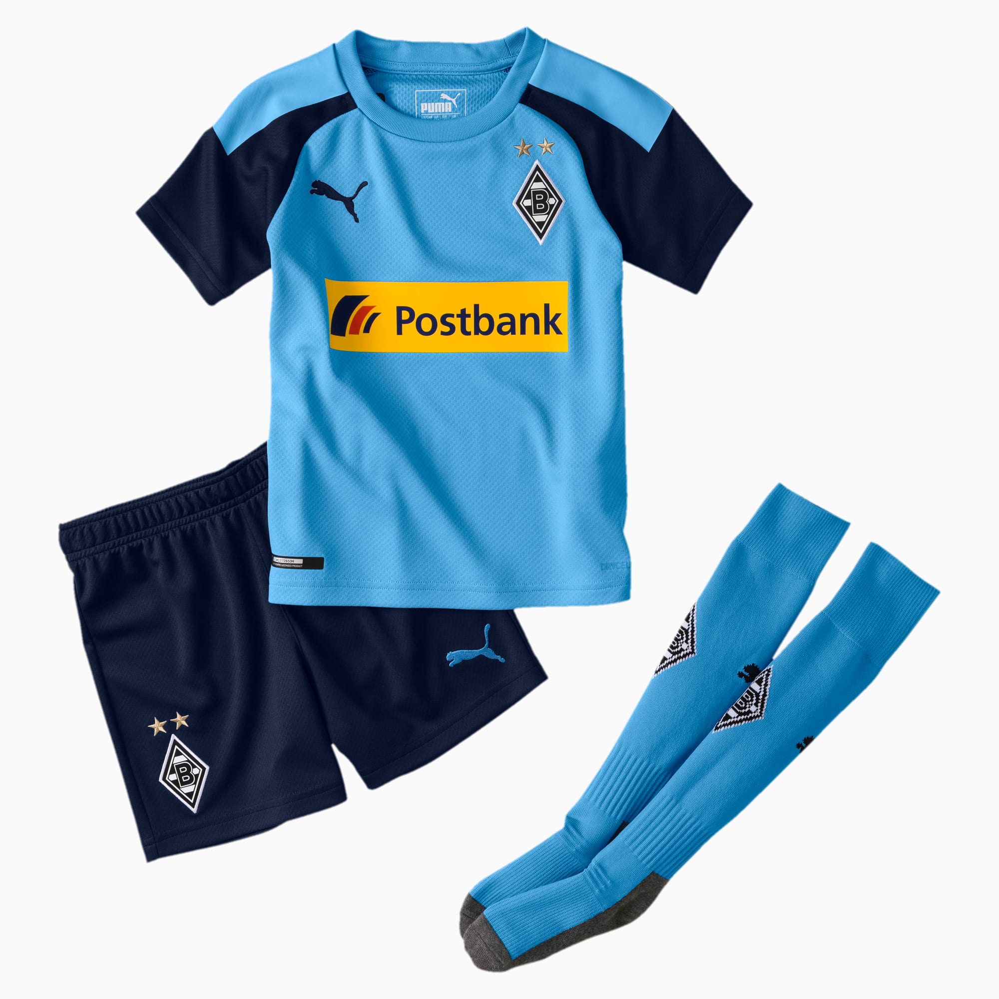Borussia Monchengladbach Away Kids Mini Kit Team Light Blue Peacoat Puma Back To School Puma