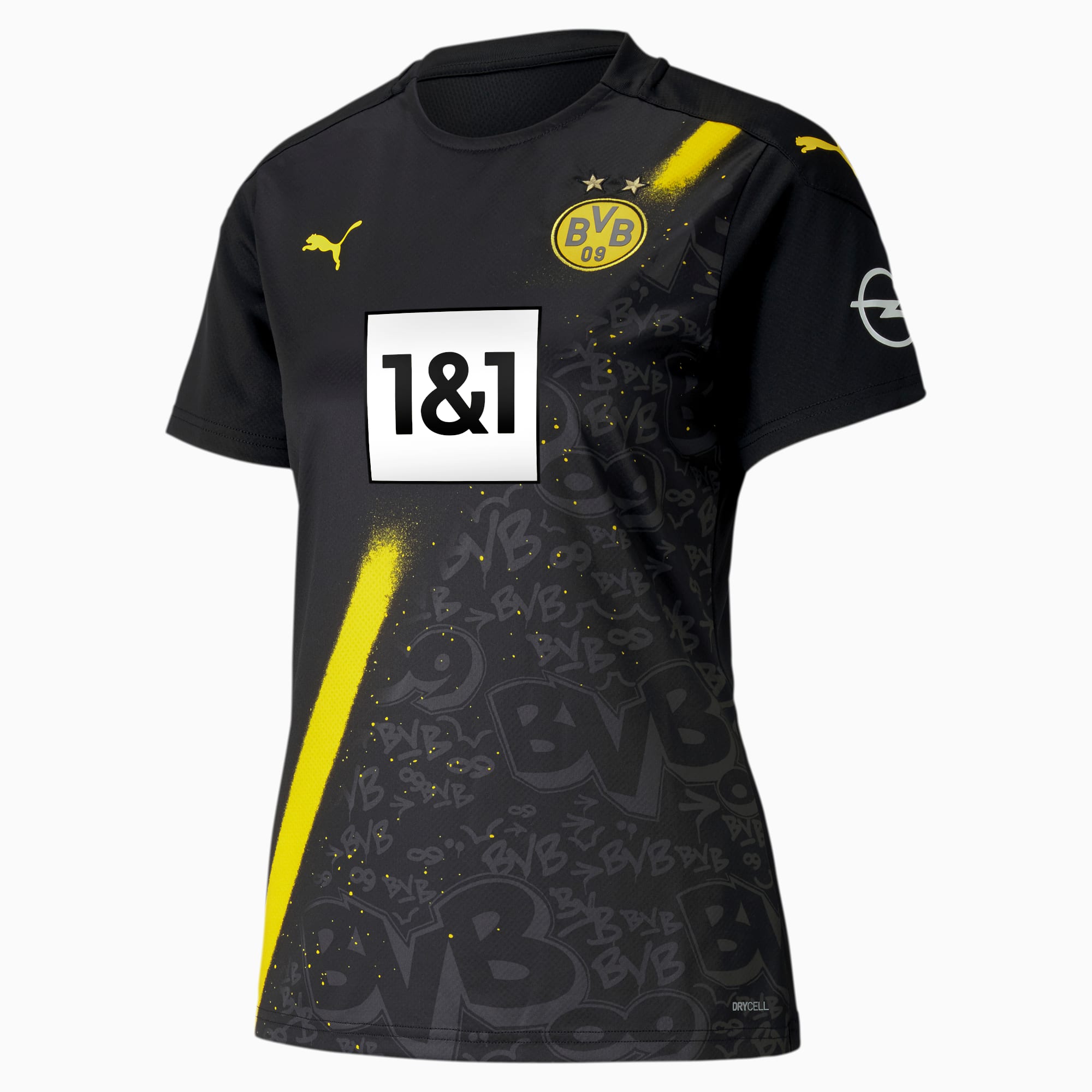 Bvb Away Replica Short Sleeve Women S Jersey Puma Black Puma Summer Tops Puma Luxembourg