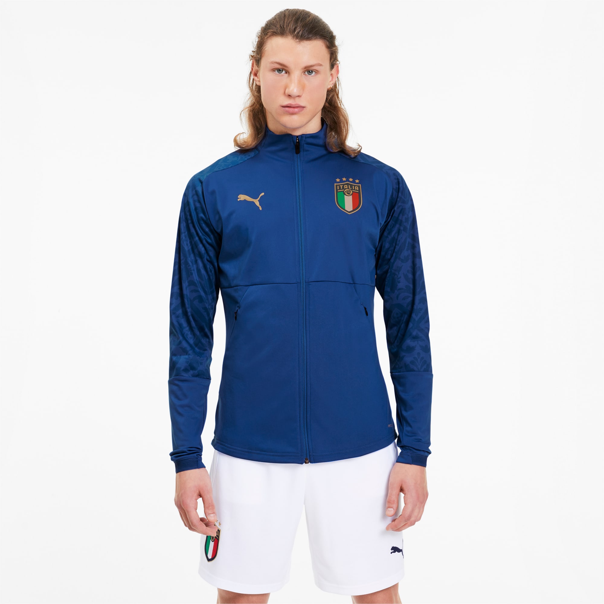 Italia Men S Home Stadium Jacket Team Power Blue Team Gold Puma New Arrivals Puma Germany