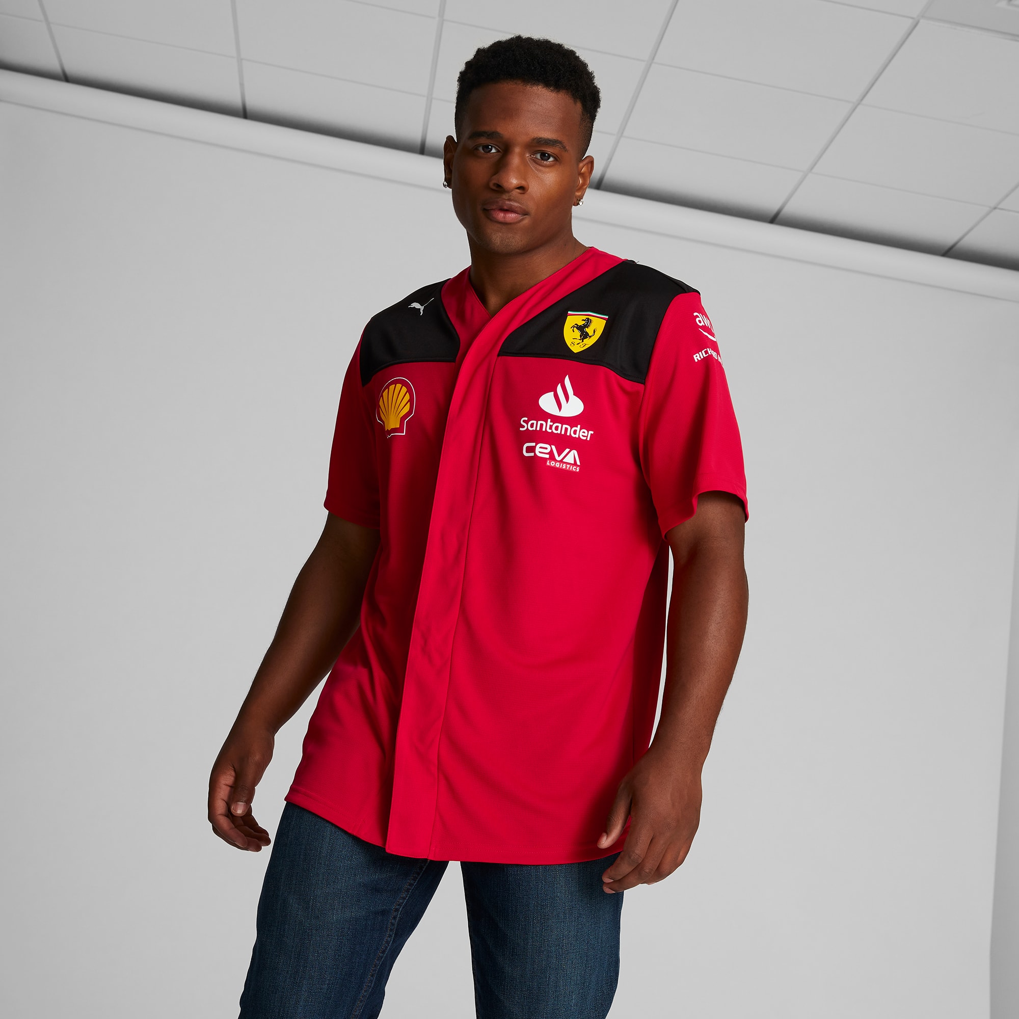 Scuderia Ferrari 2023 Team Replica Men's Baseball Jersey