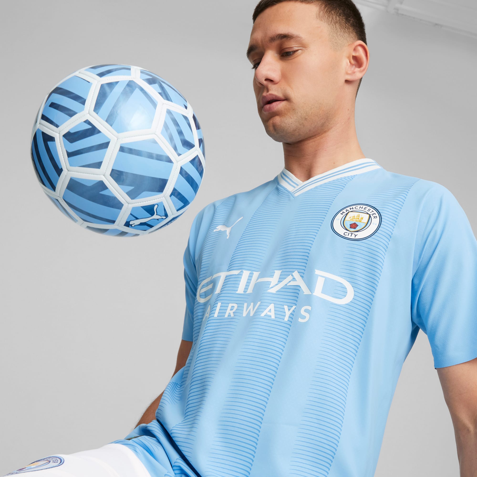  Manchester City FC Men's 2023/24 Replica Home Soccer Jersey -  Team Light Blue - Size: S : Sports & Outdoors