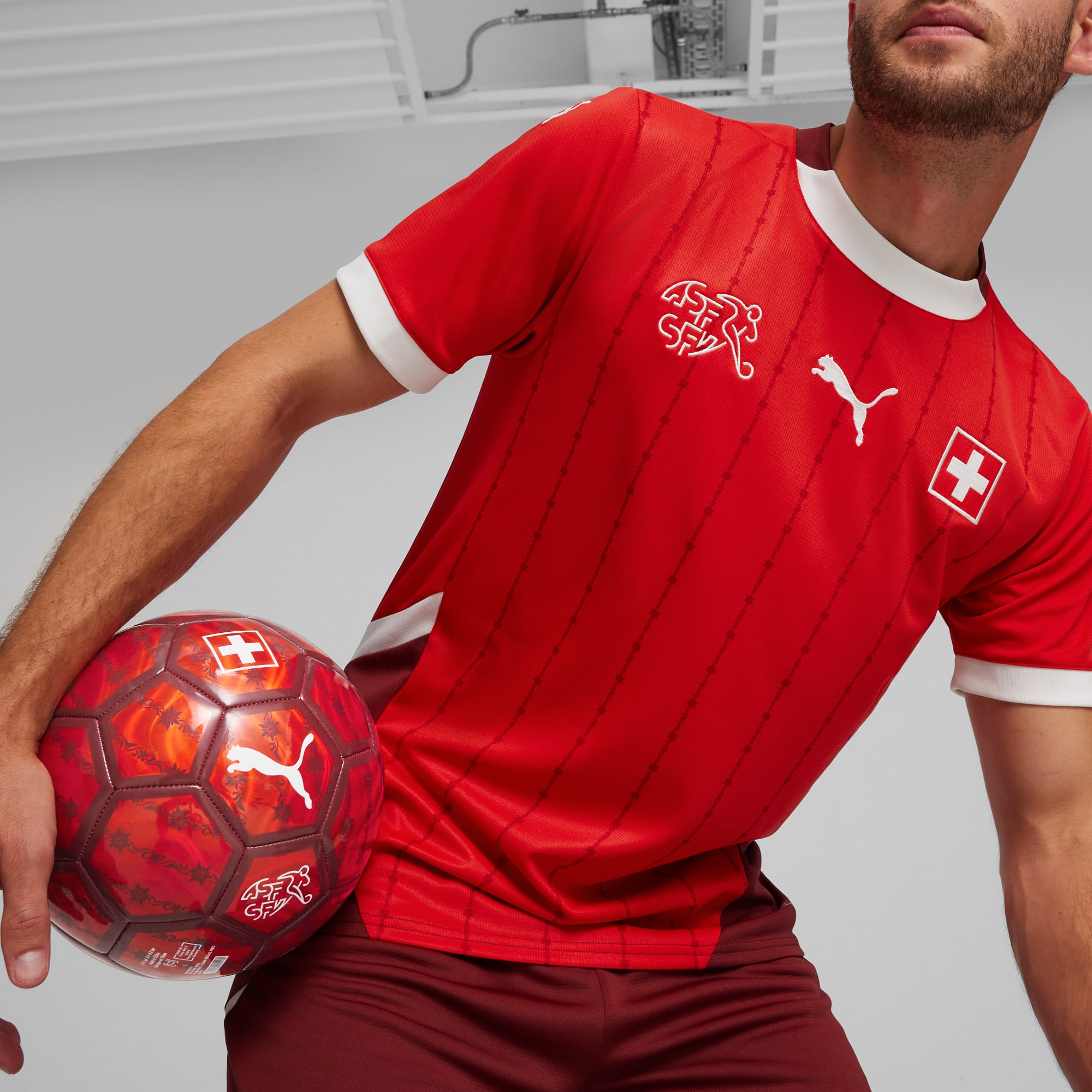 Switzerland 2024 Home Jersey Men, PUMA Red-Team Regal Red, large