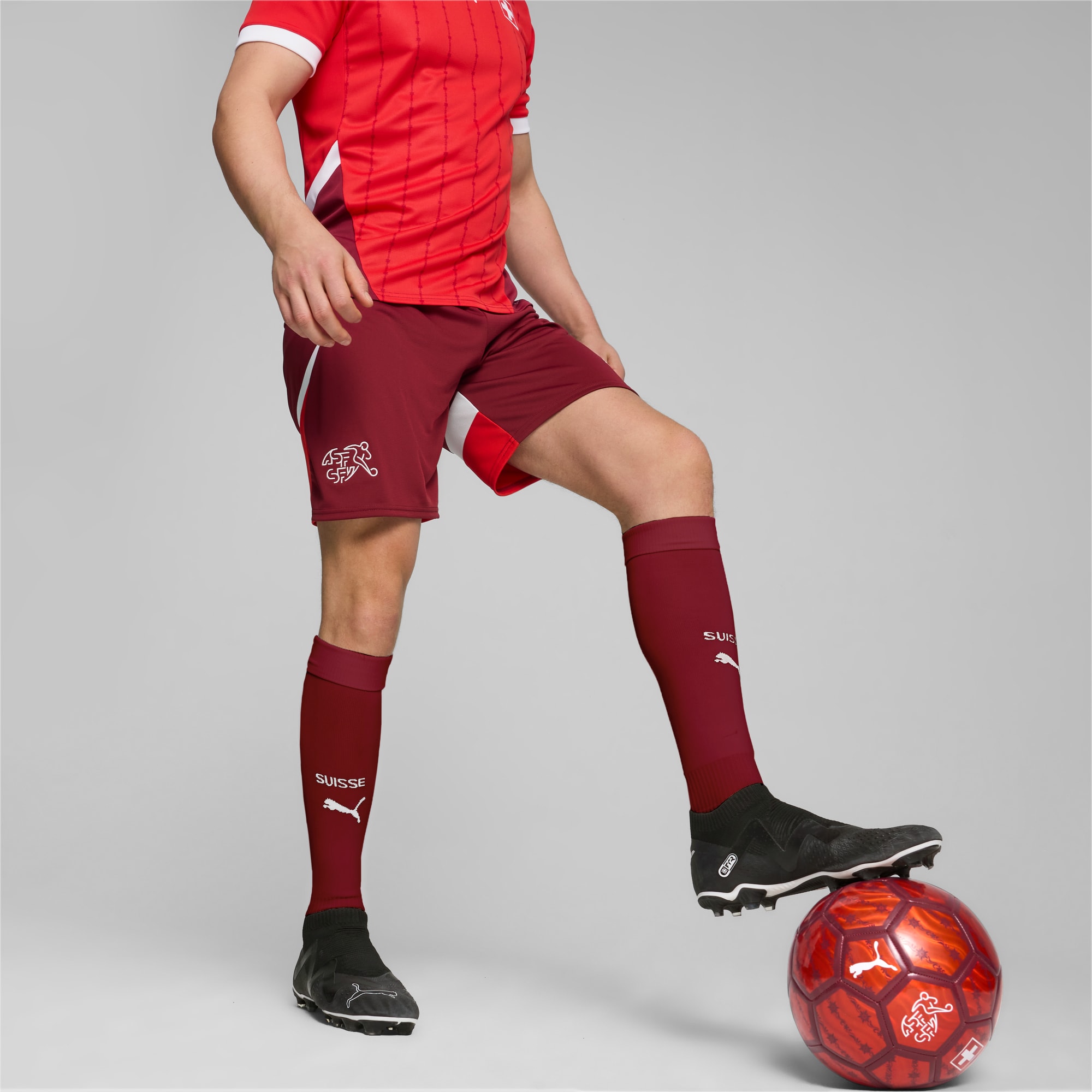 Schweiz Replica-Fußballshorts Herren, Team Regal Red-PUMA Red, large