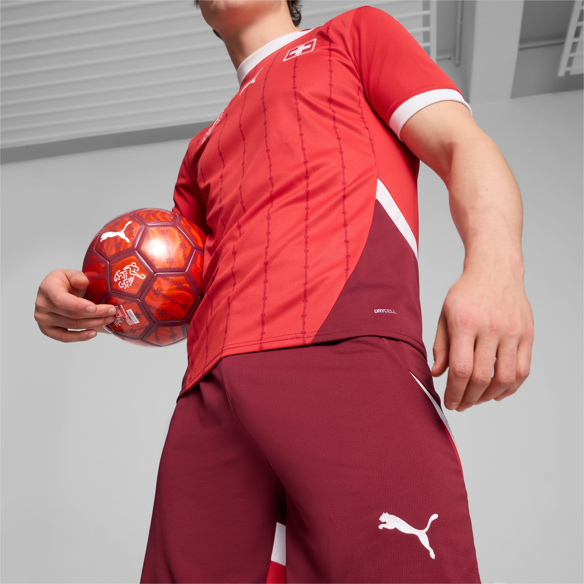 Schweiz Replica-Fußballshorts Herren, Team Regal Red-PUMA Red, large