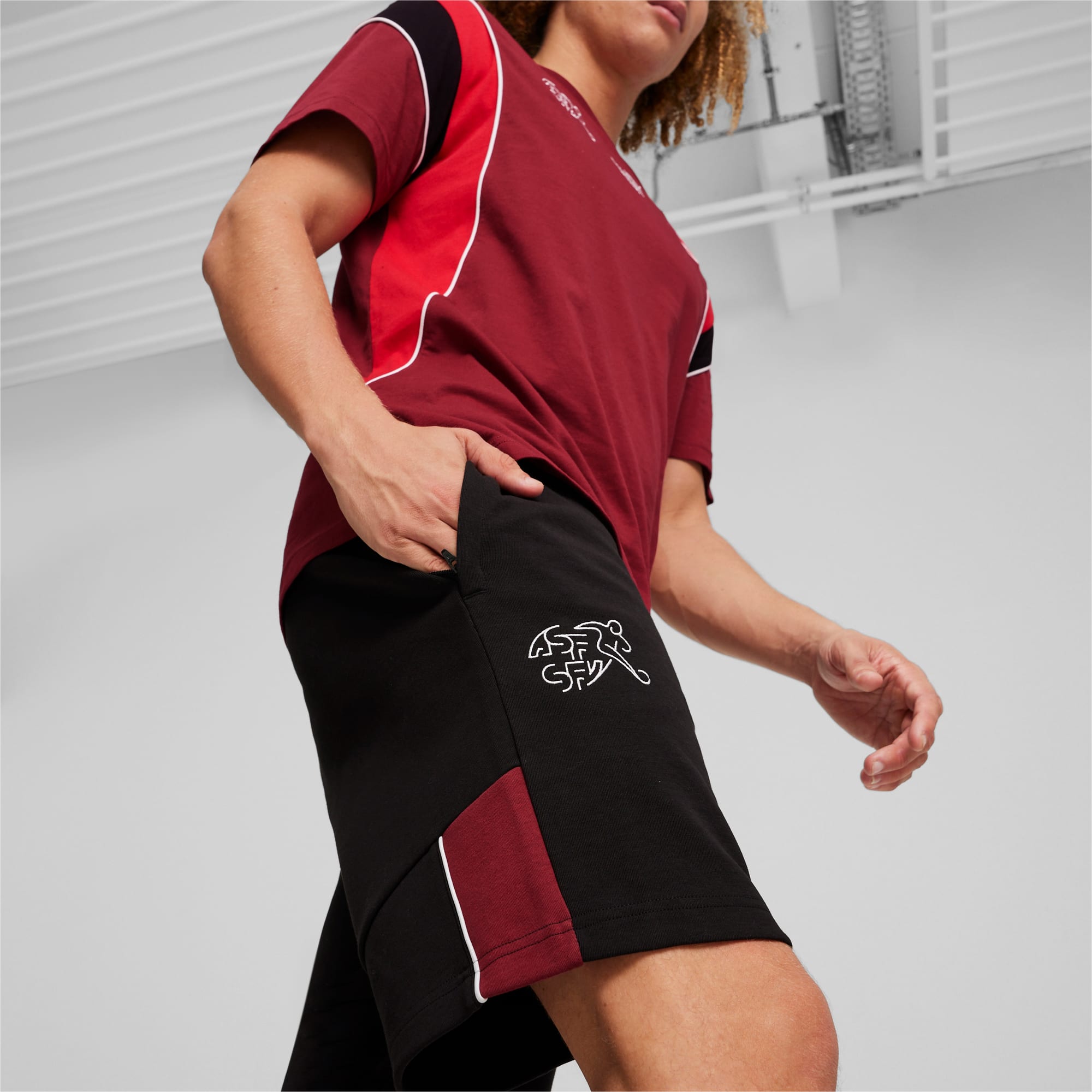 Switzerland FtblArchive Shorts, PUMA Black-Team Regal Red, large