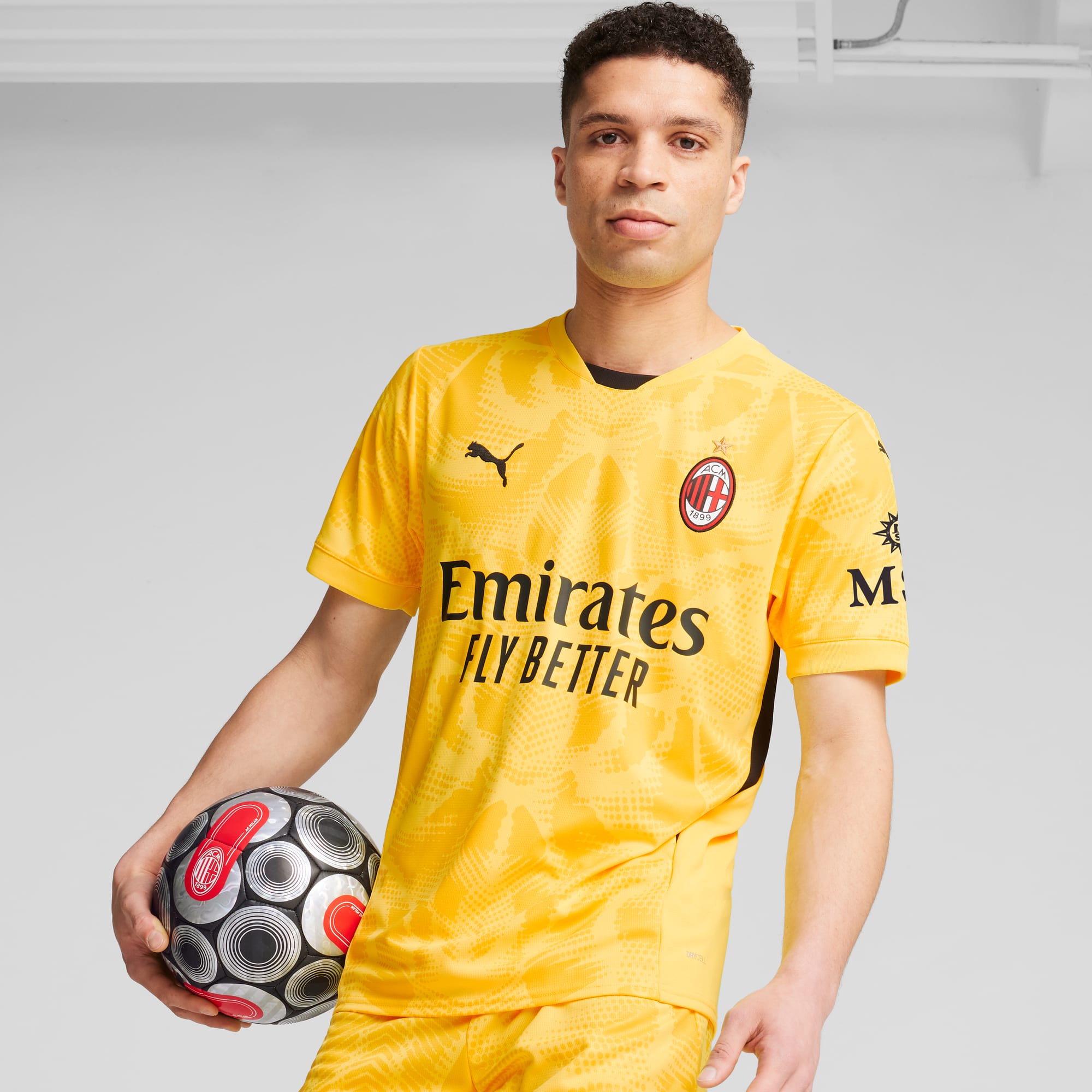 AC Milan 24/25 Goalkeeper Short Sleeve Jersey Men, Yellow Blaze-Pelé Yellow, large