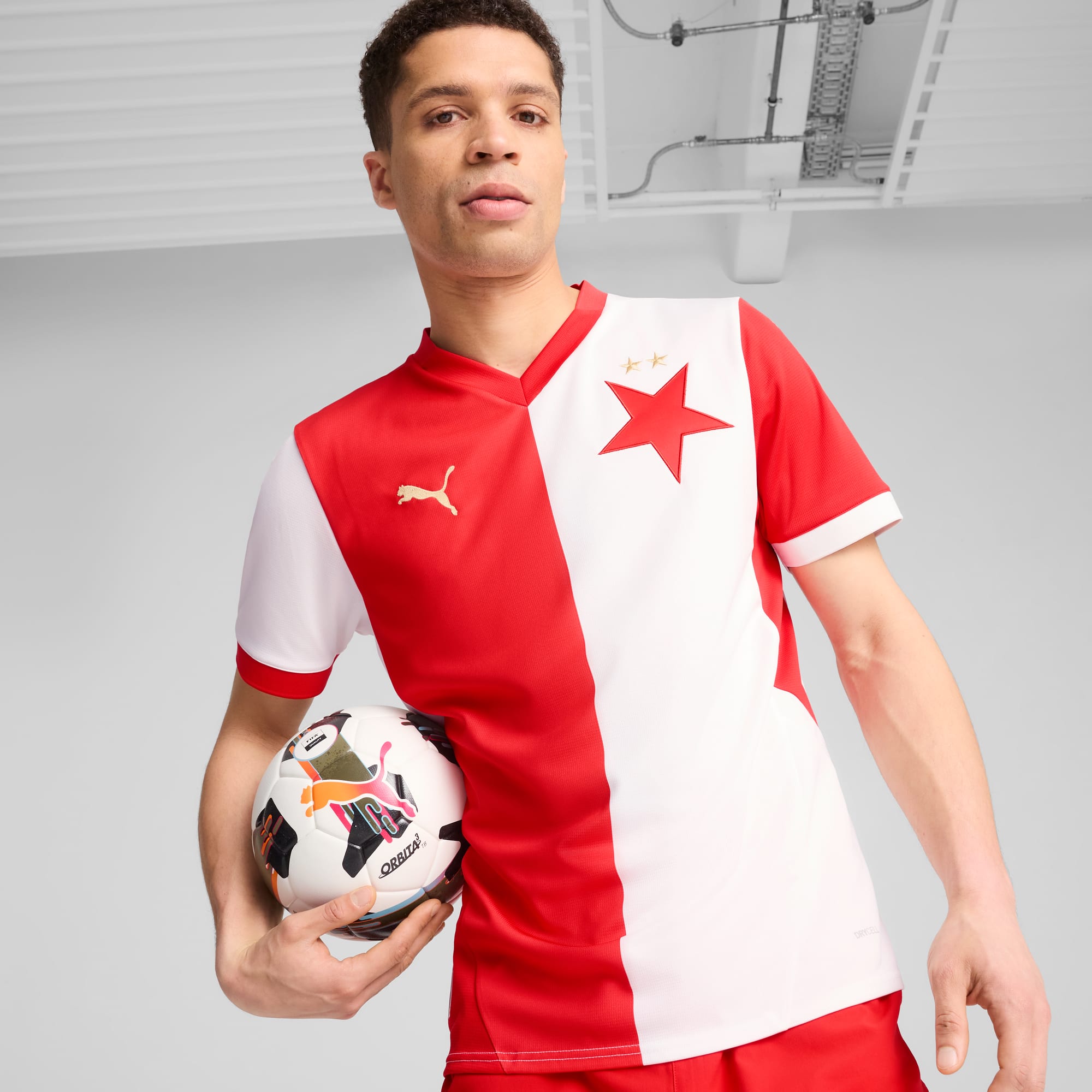 Red and white puma shirt shop