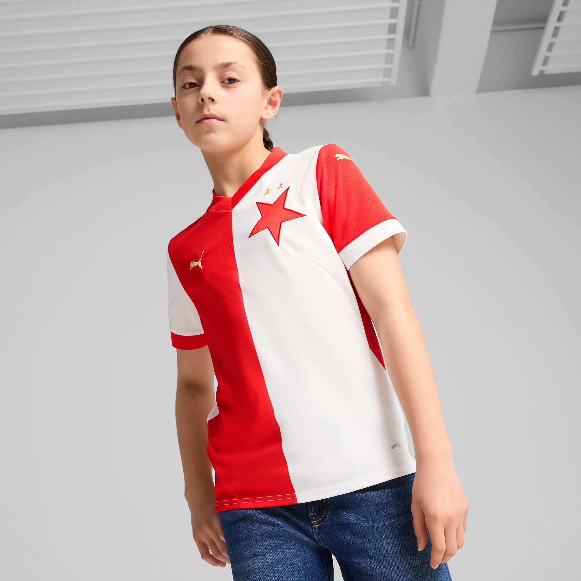 SK Slavia Praha 24/25 Heimtrikot Teenager, PUMA White-PUMA Red, large