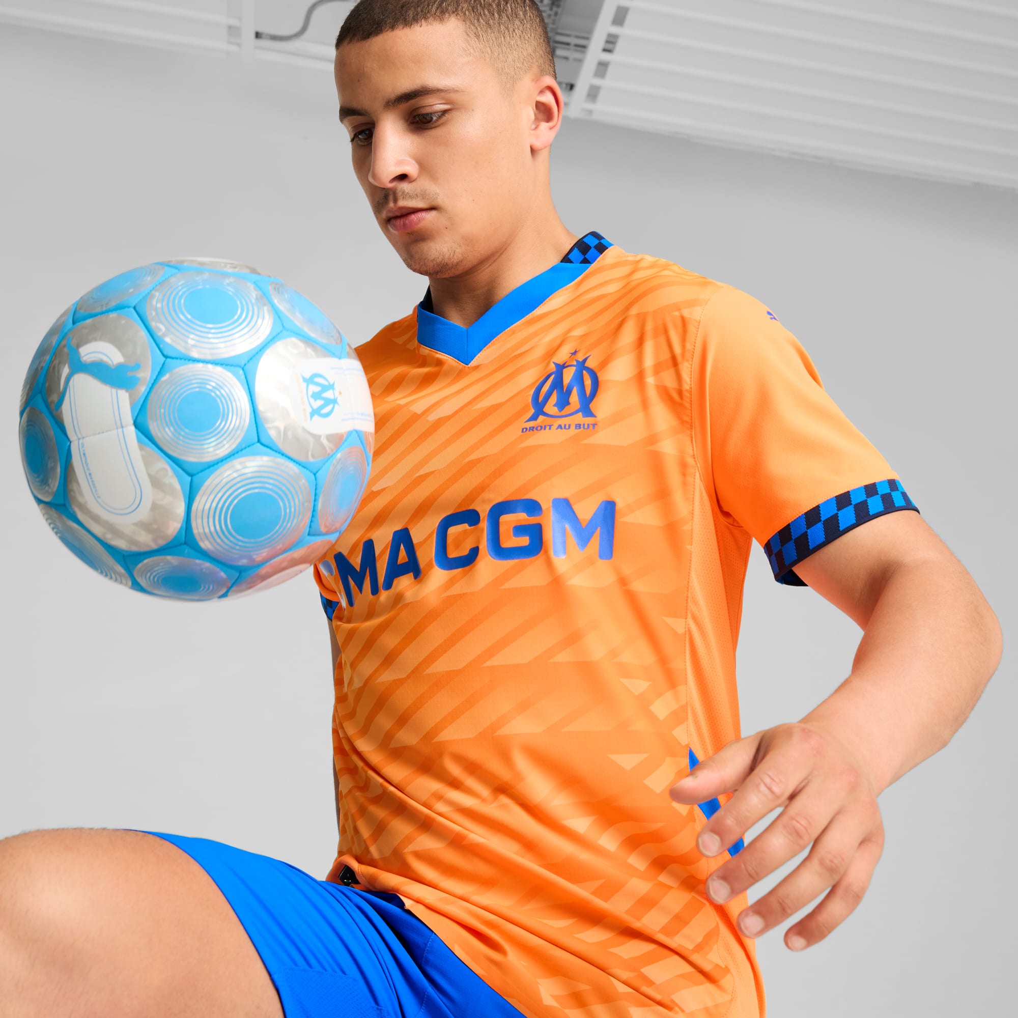 Olympique de Marseille 24/25 Authentic Third Jersey Men, Fluro Orange Pes-Cayenne Pepper-Racing Blue, large