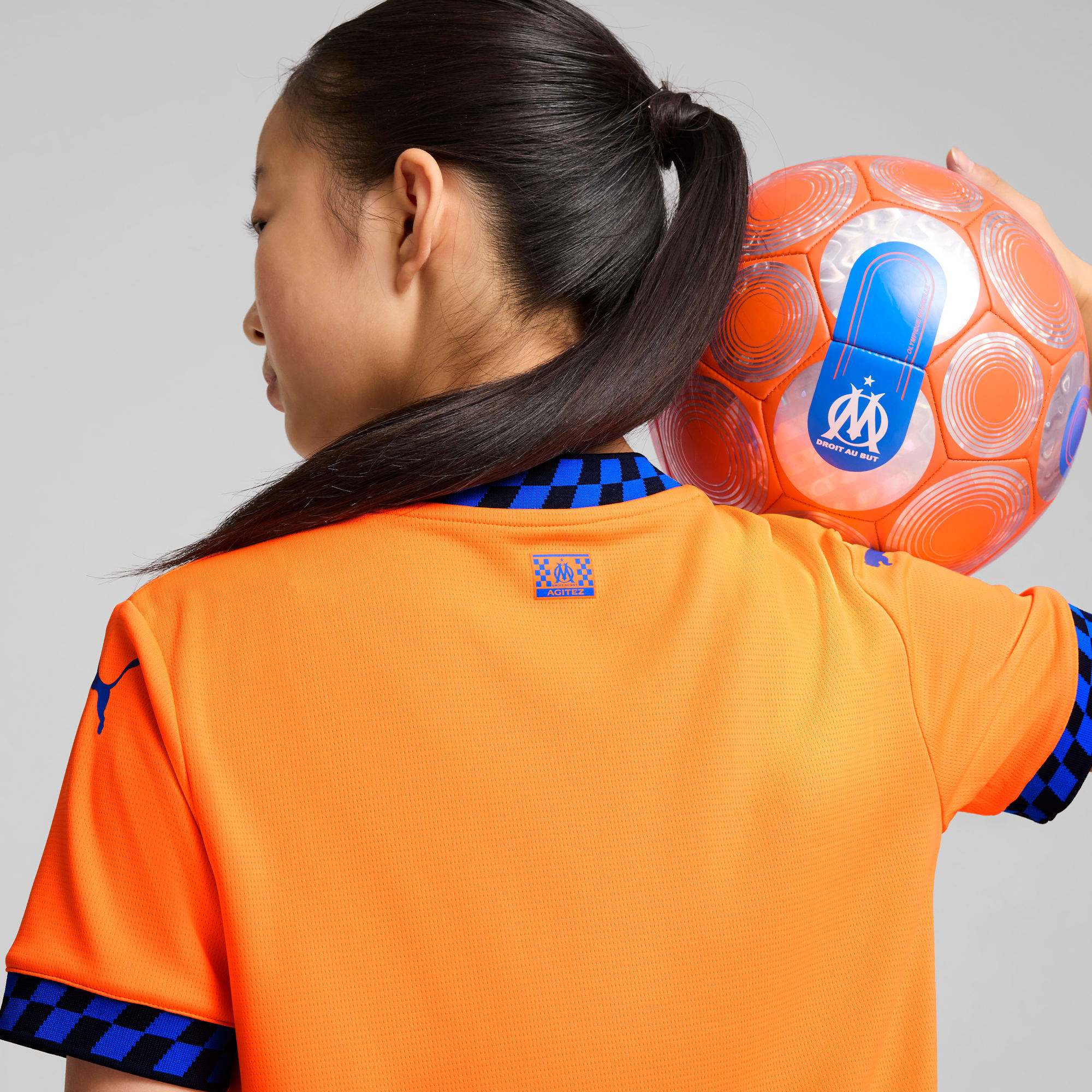 Młodzieżowa trzecia koszulka Olympique Marsylia 24/25, Fluro Orange Pes-Cayenne Pepper-Racing Blue, large