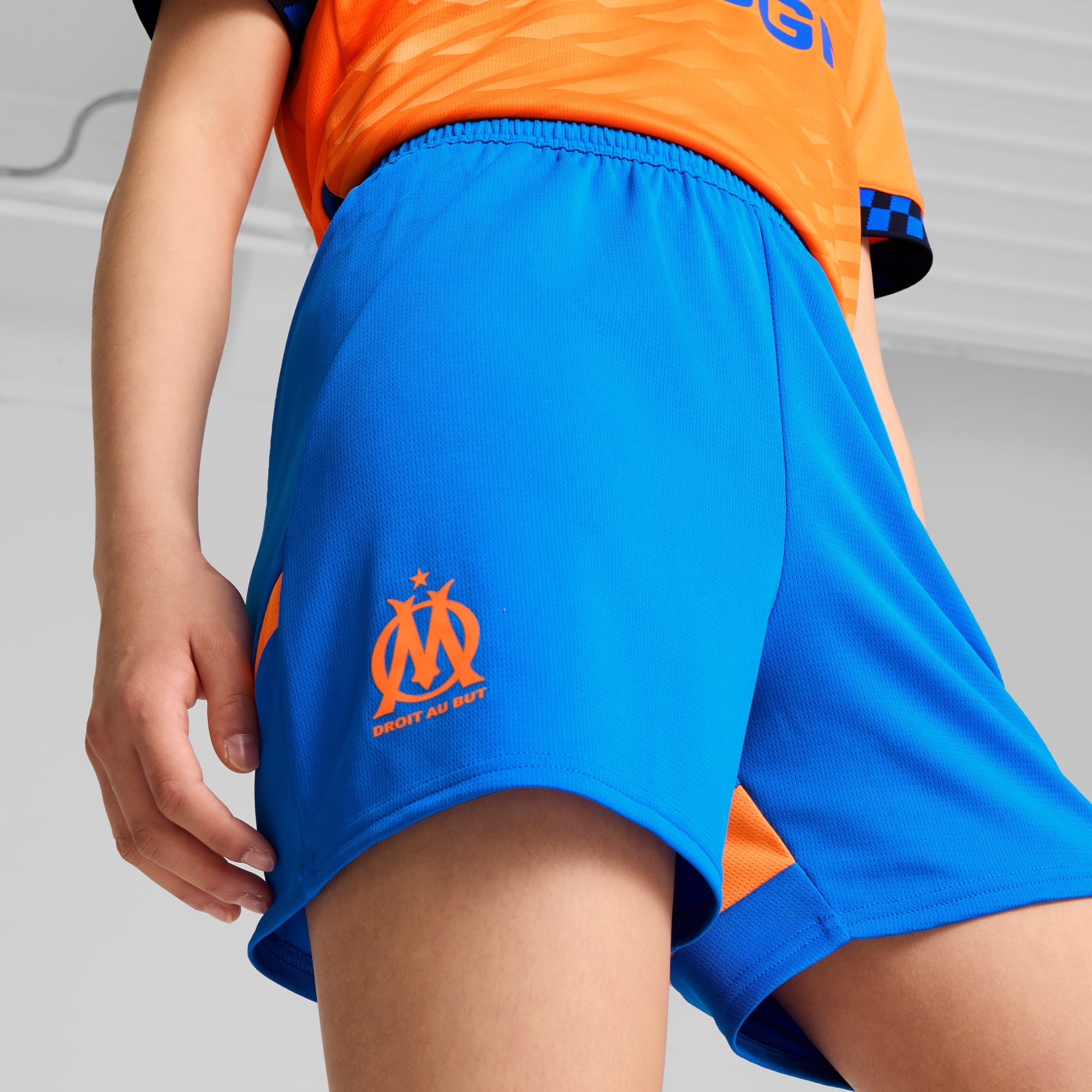 Olympique de Marseille 24/25 Shorts Youth, Racing Blue-Fluro Orange Pes, large
