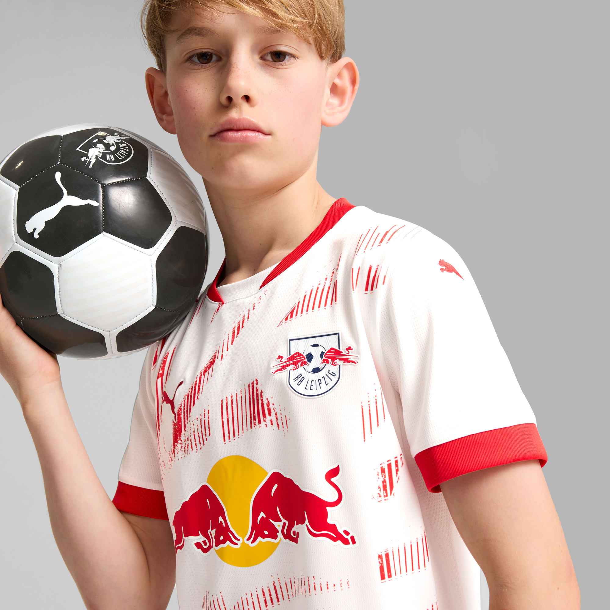 RB Leipzig 24/25 Home Jersey Youth, PUMA White-For All Time Red, large