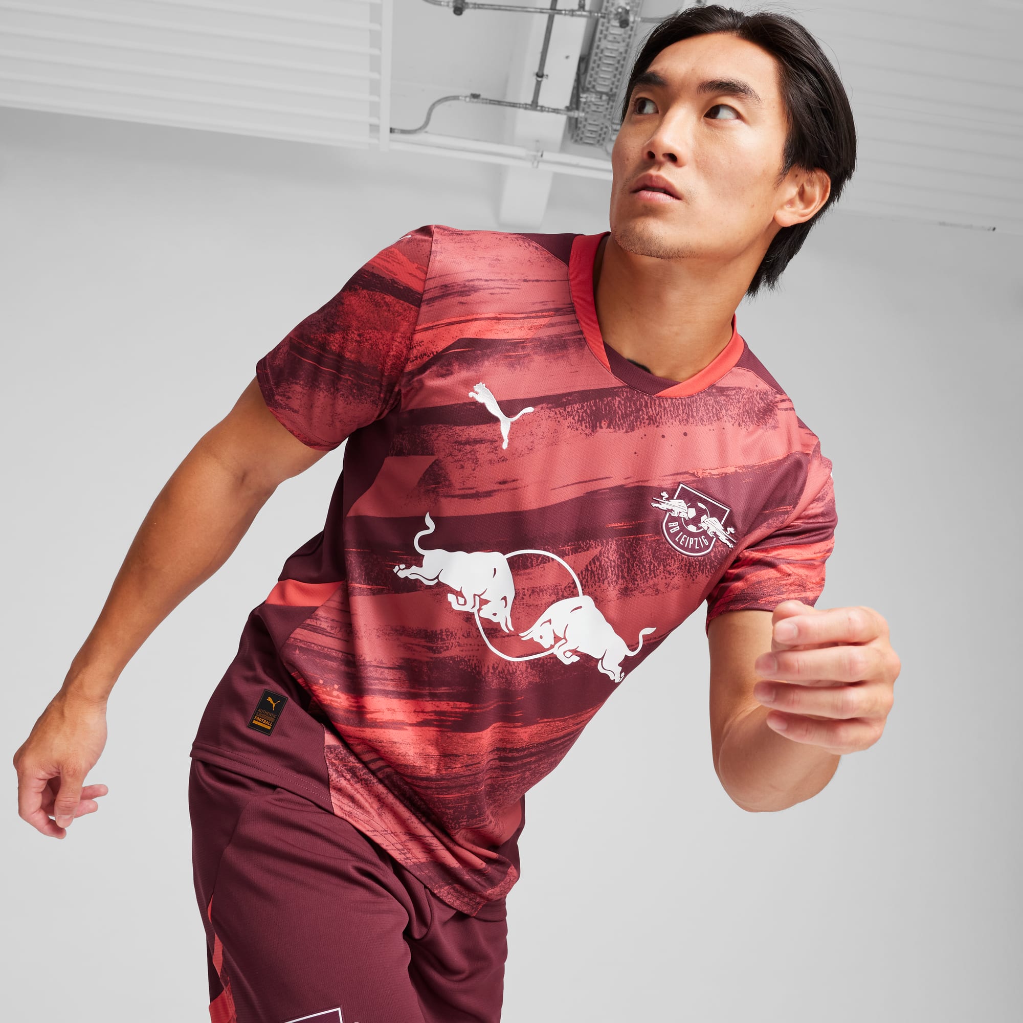 Męska koszulka wyjazdowa RB Leipzig 24/25, Dark Jasper-Active Red, large