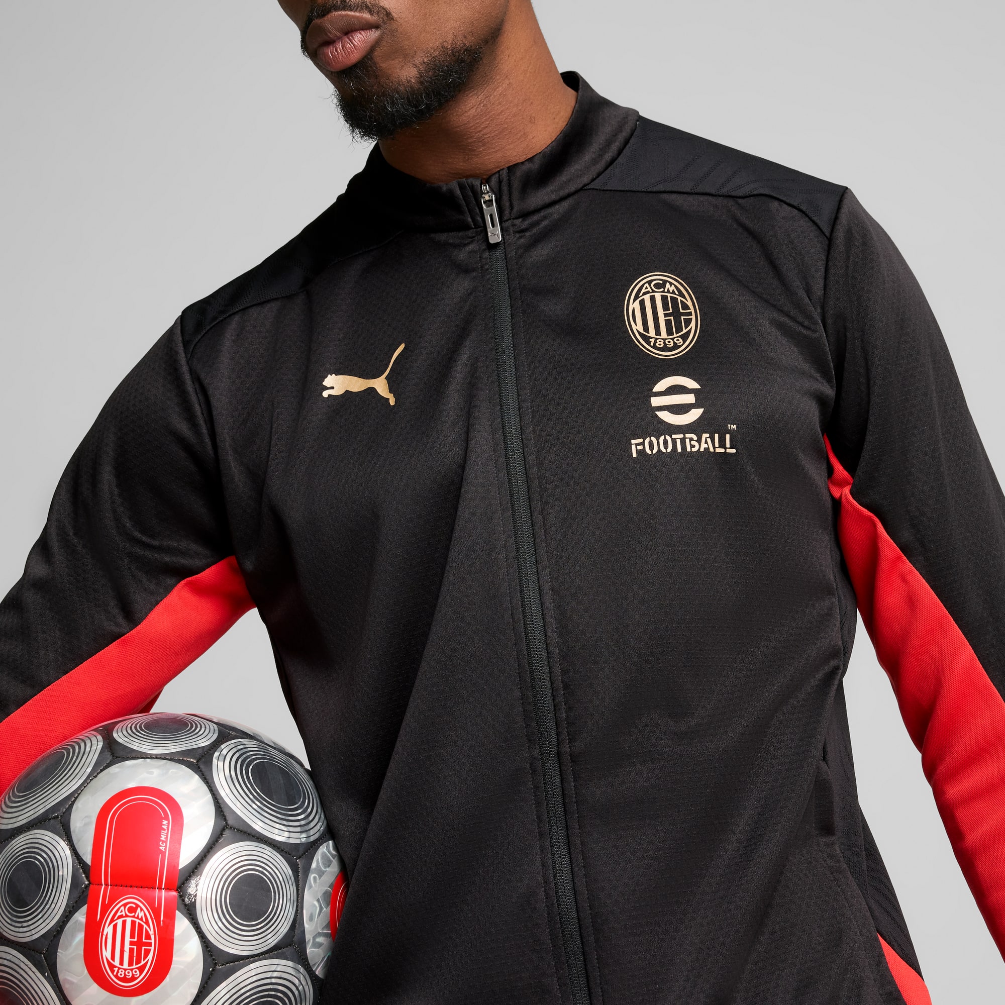 AC Milan Training Jacket Men, PUMA Black-For All Time Red, large