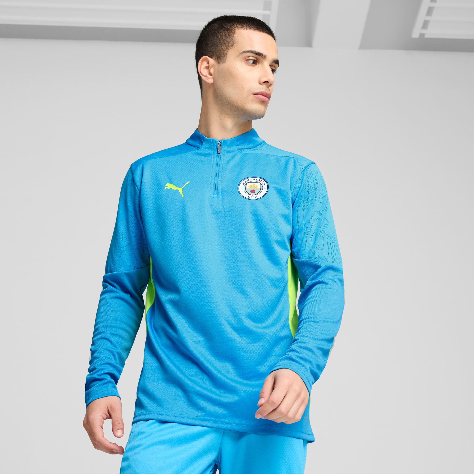 Manchester City Quarter-Zip Training Top Men, Magic Blue-Yellow Glow, large
