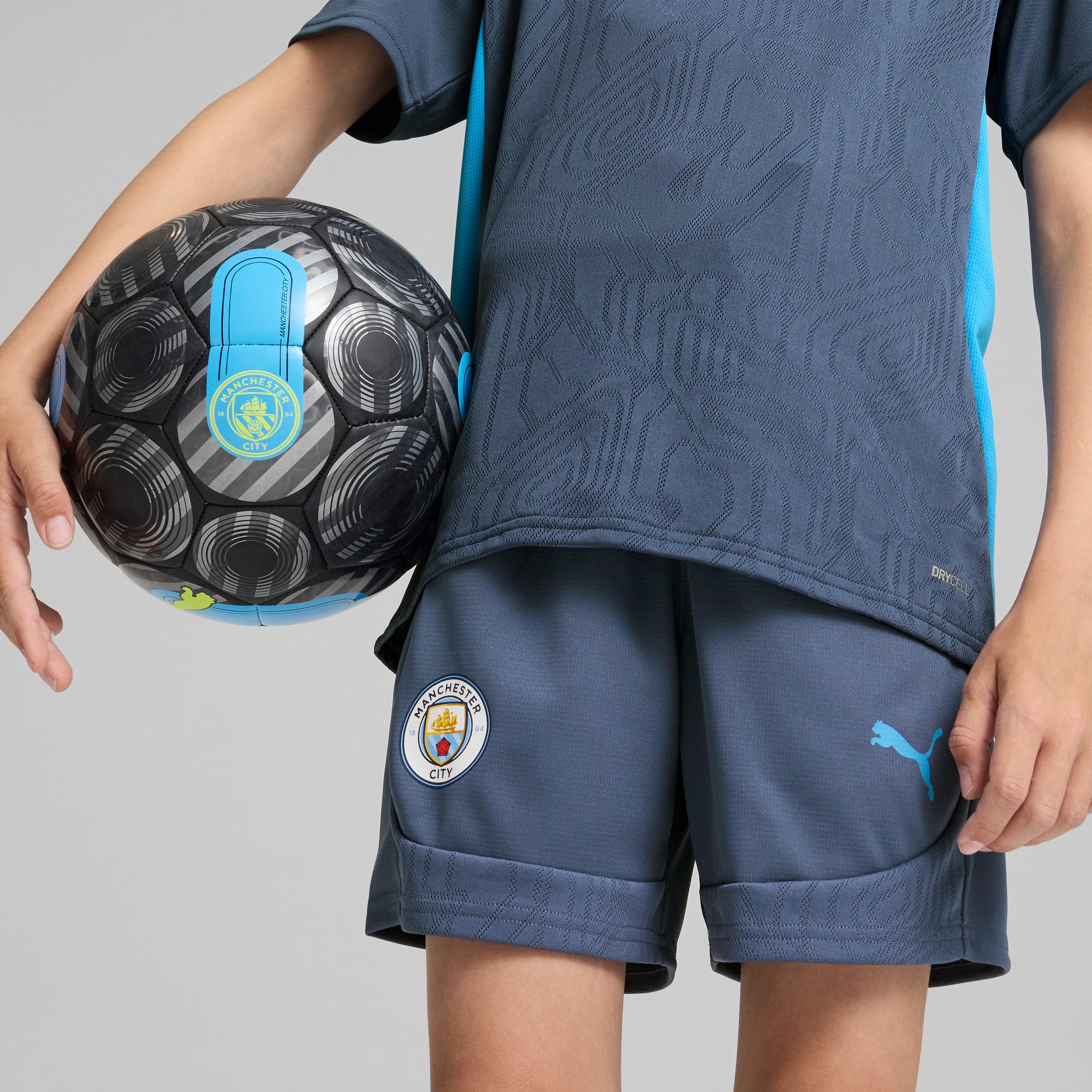 Shorts da allenamento Manchester City per ragazzi, Inky Blue-Magic Blue, large
