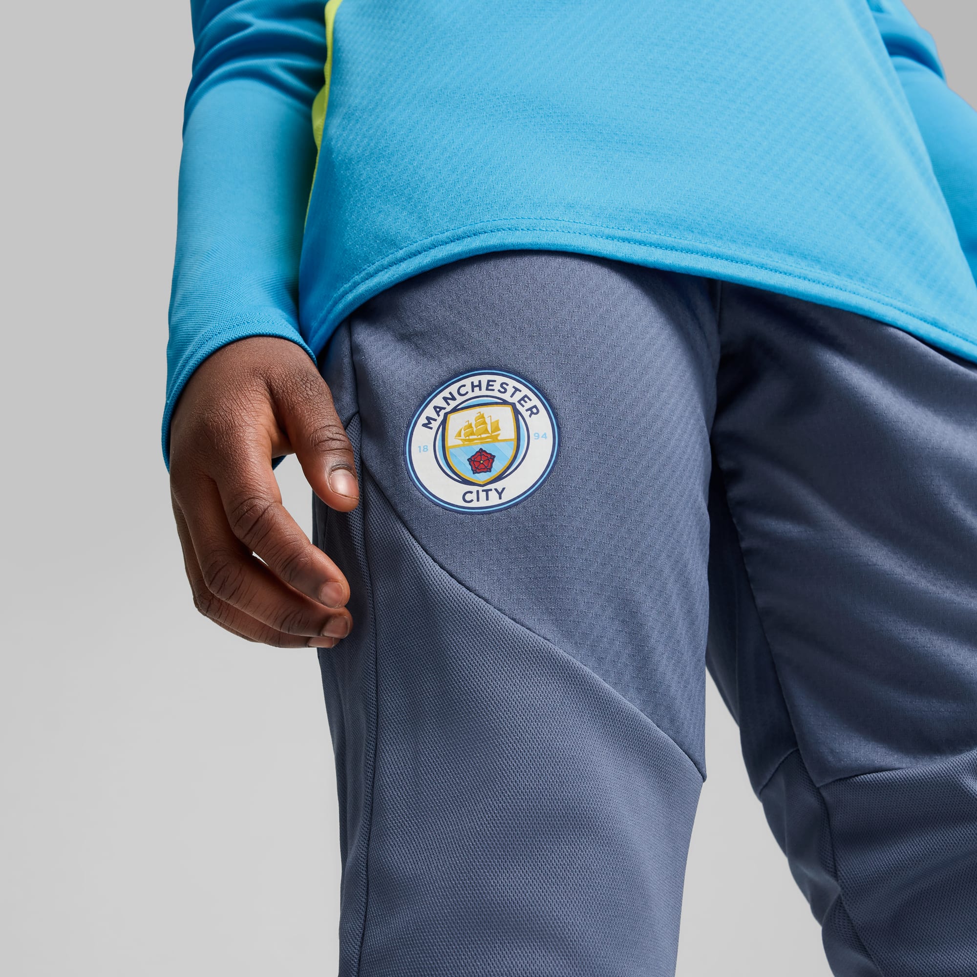 Pantalon d'entraînement Manchester City Enfant et Adolescent, Inky Blue-Magic Blue, large