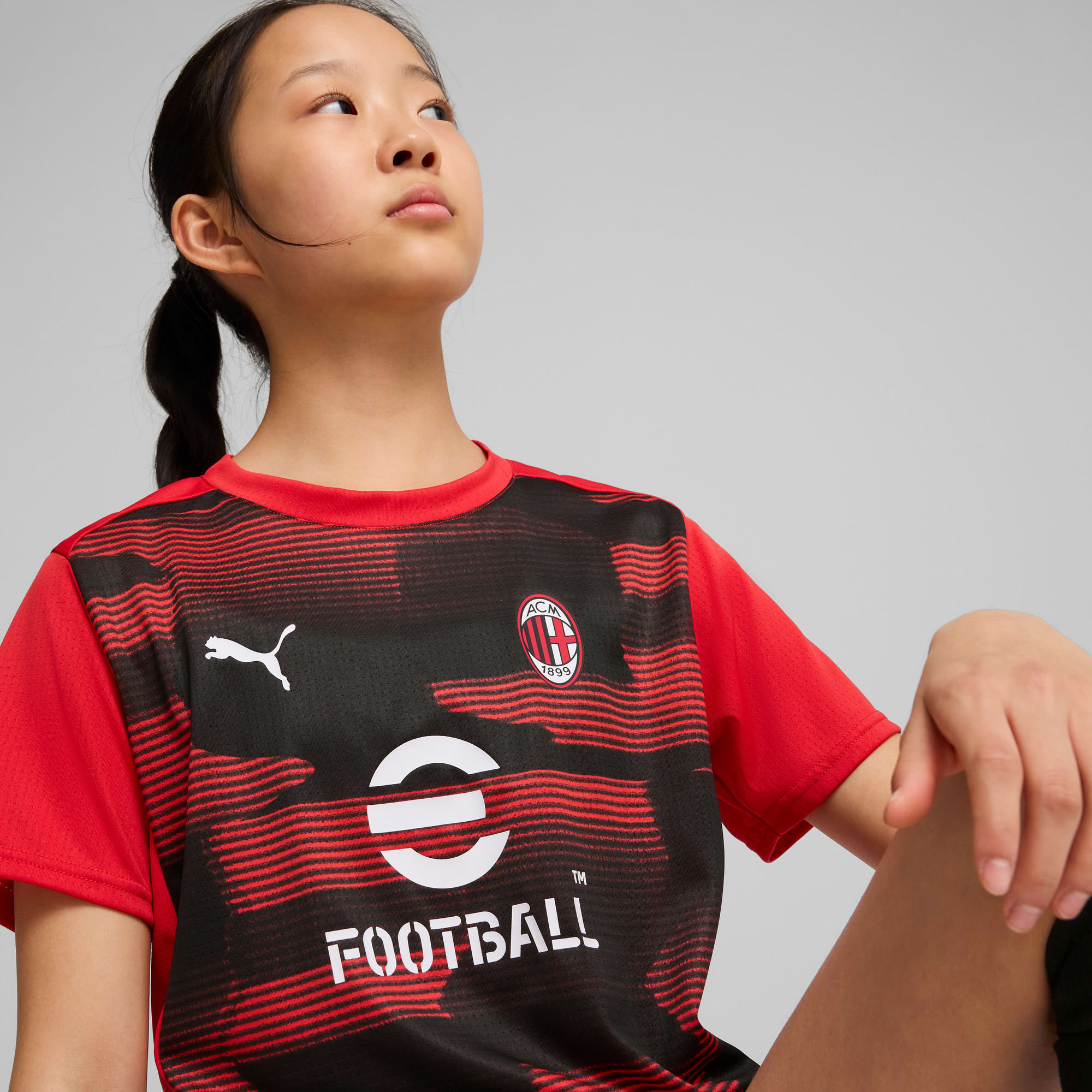 AC Milan Pre-match Short Sleeve Jersey Youth, For All Time Red-PUMA Black, large