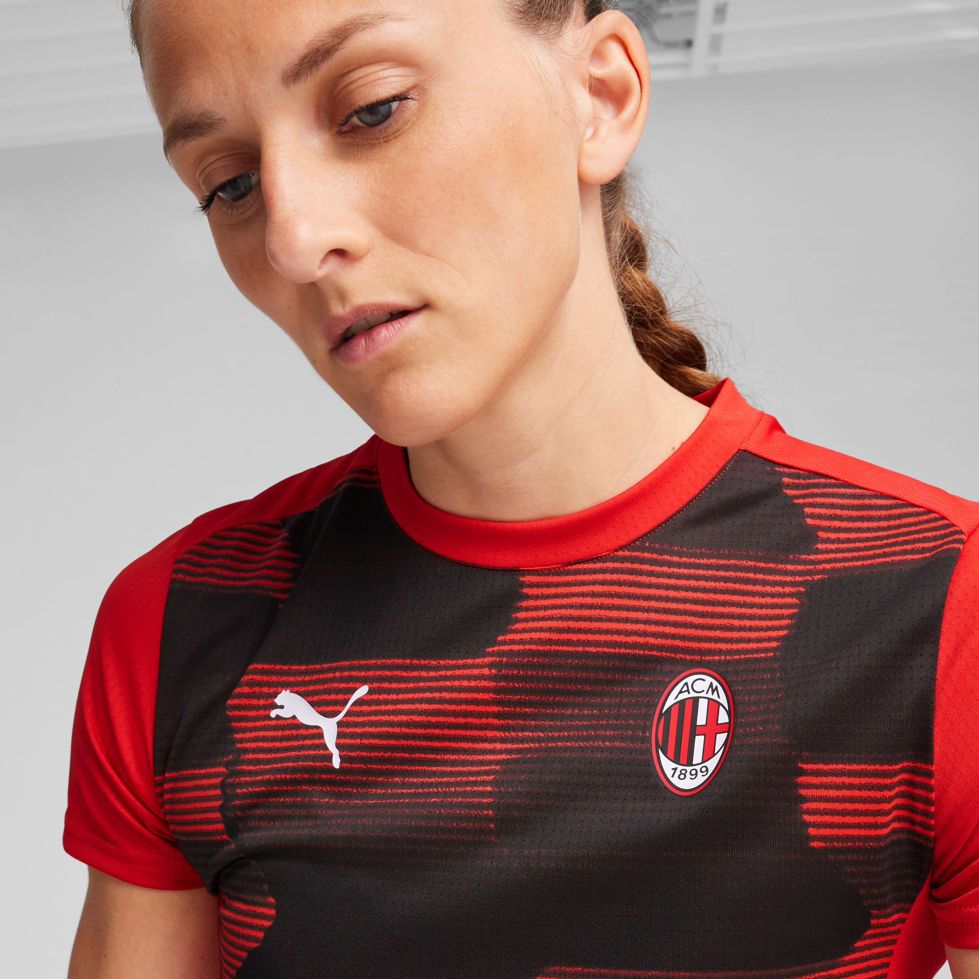 AC Milan Pre-match Short Sleeve Jersey Women, For All Time Red-PUMA Black, large