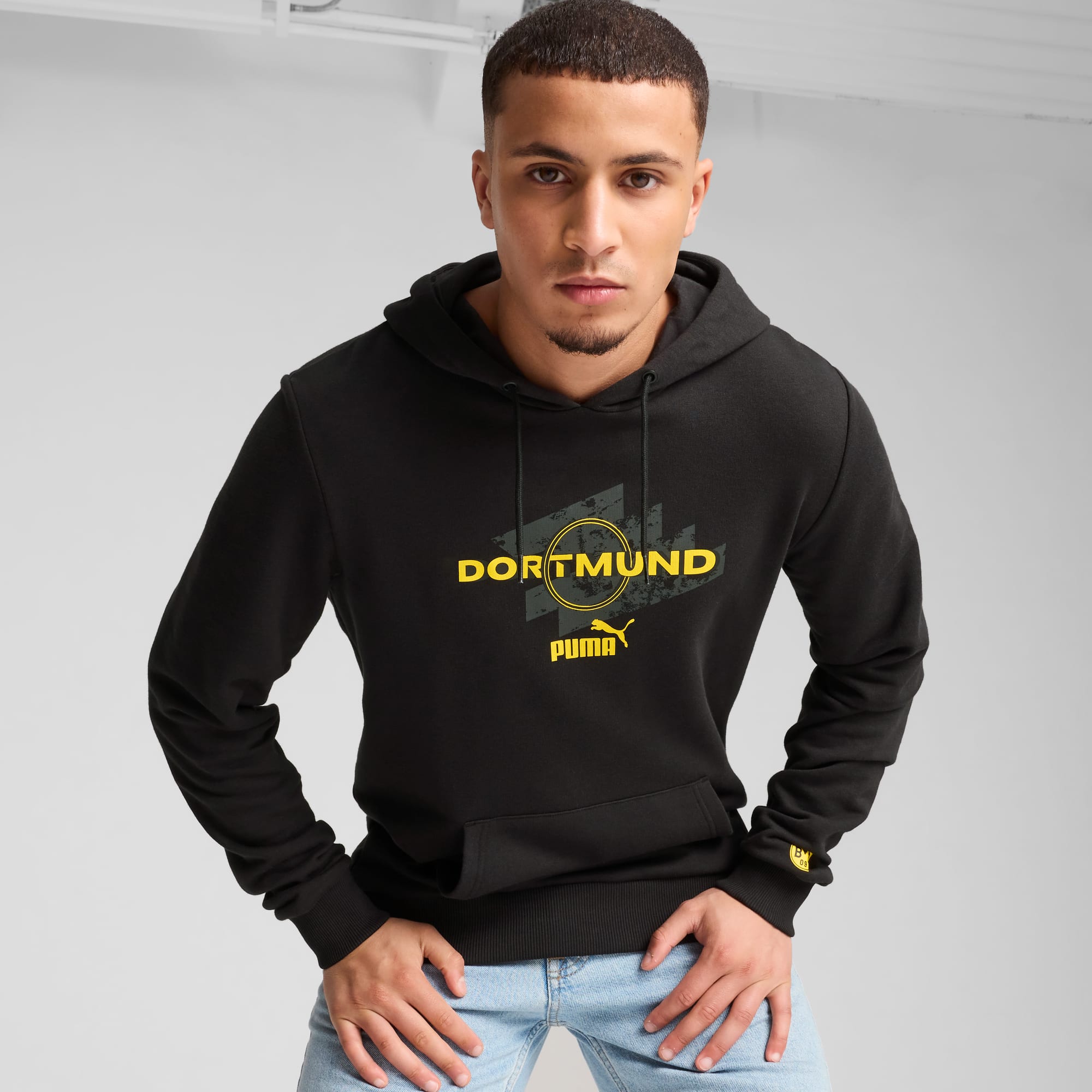 Borussia Dortmund ftblCULTURE Hoodie Men, PUMA Black-Faster Yellow, large