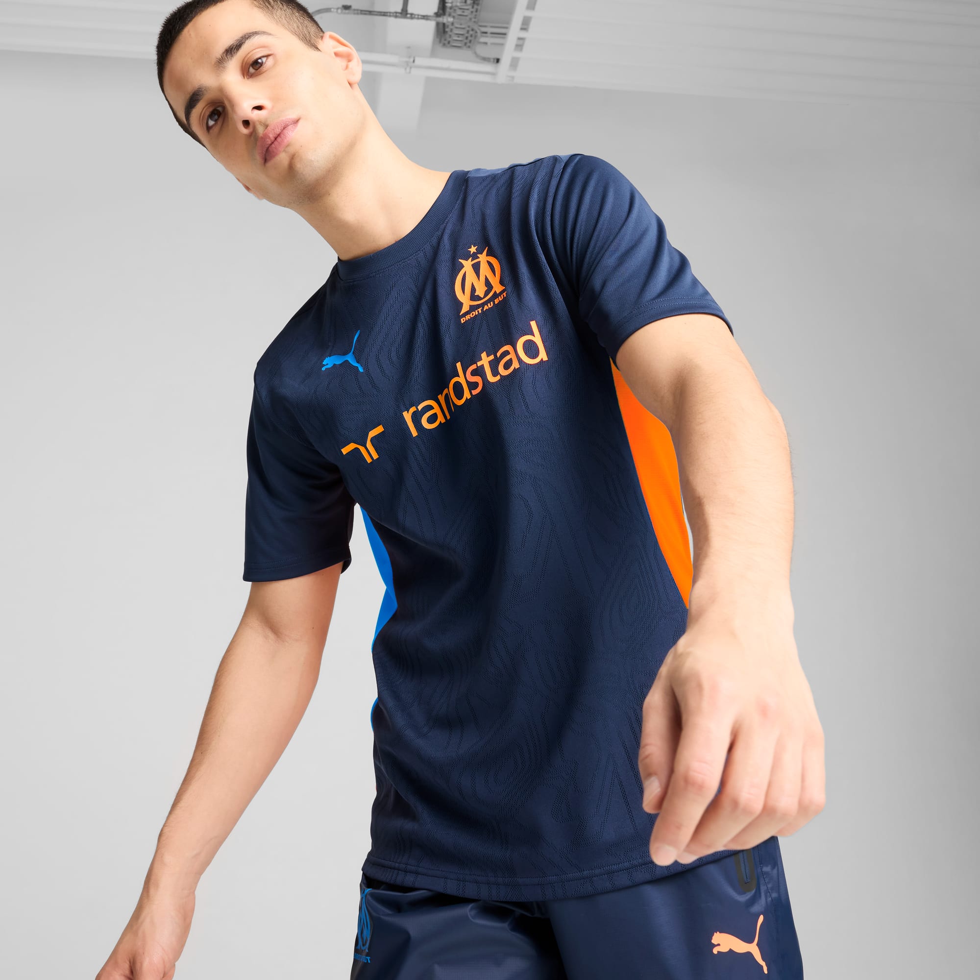 Olympique de Marseille Training Jersey Men, Club Navy-Fluro Orange Pes, large
