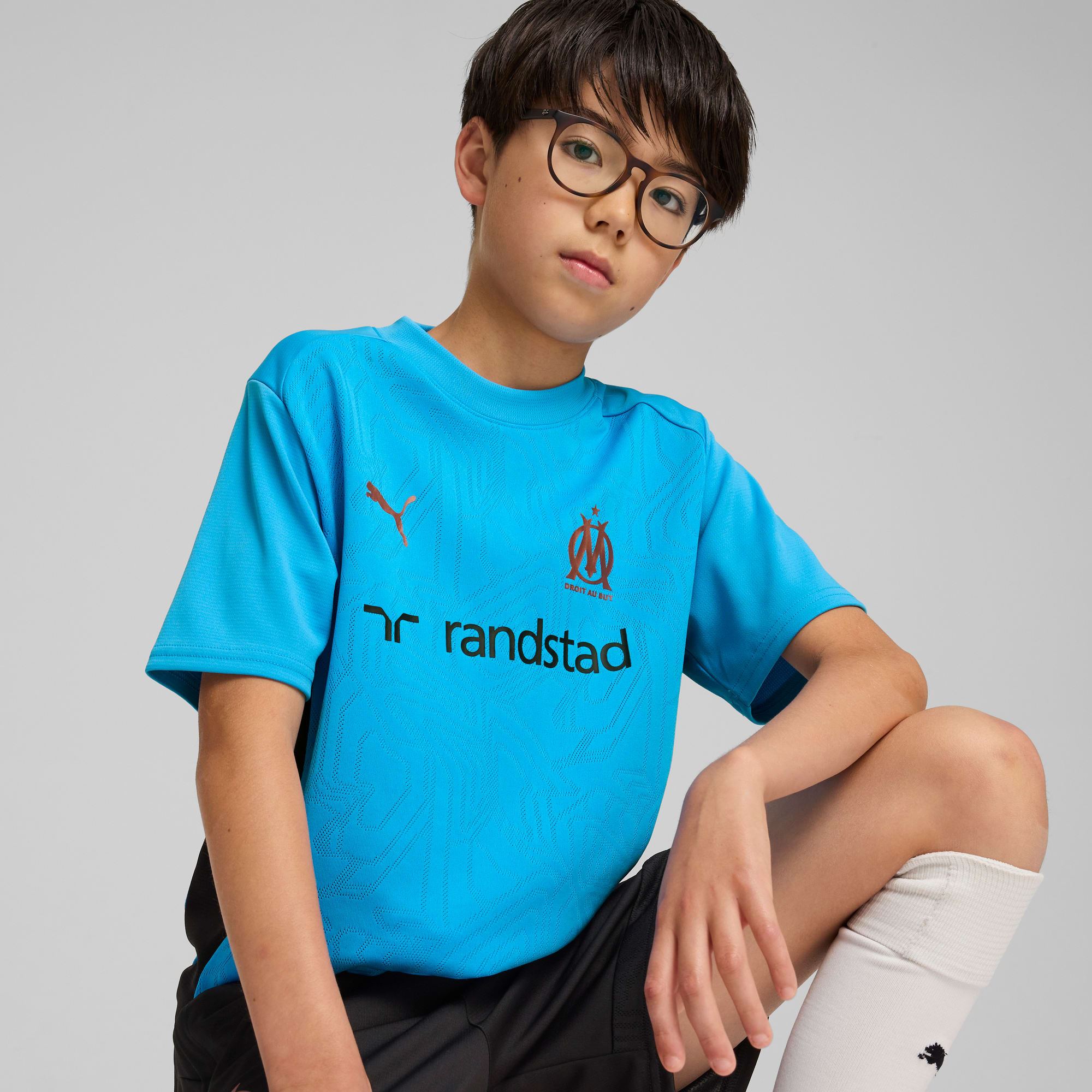 Olympique de Marseille Training Jersey Youth, Bleu Azur-PUMA Copper, large