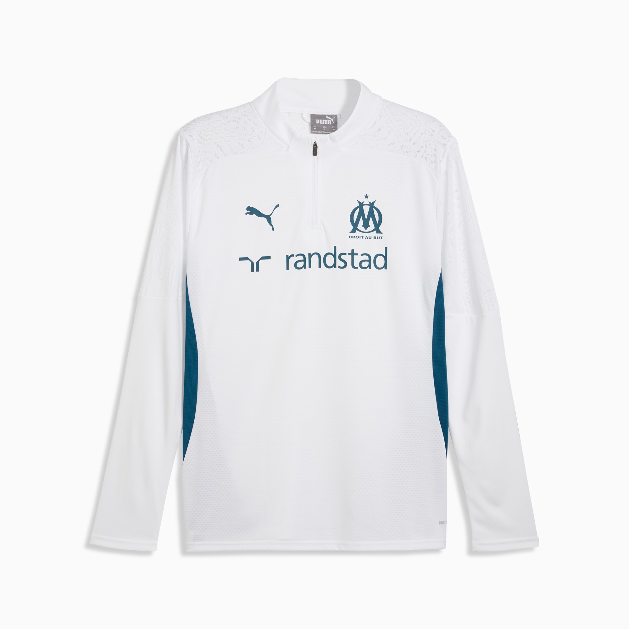 Olympique de Marseille Quarter-Zip Training Top Men, PUMA White-Ocean Tropic, large