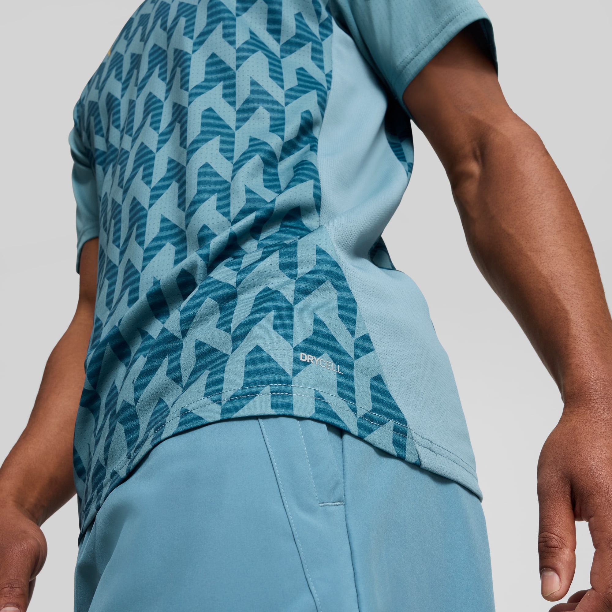 Olympique de Marseille Pre-match Short Sleeve Jersey Men, Bold Blue-Ocean Tropic, large