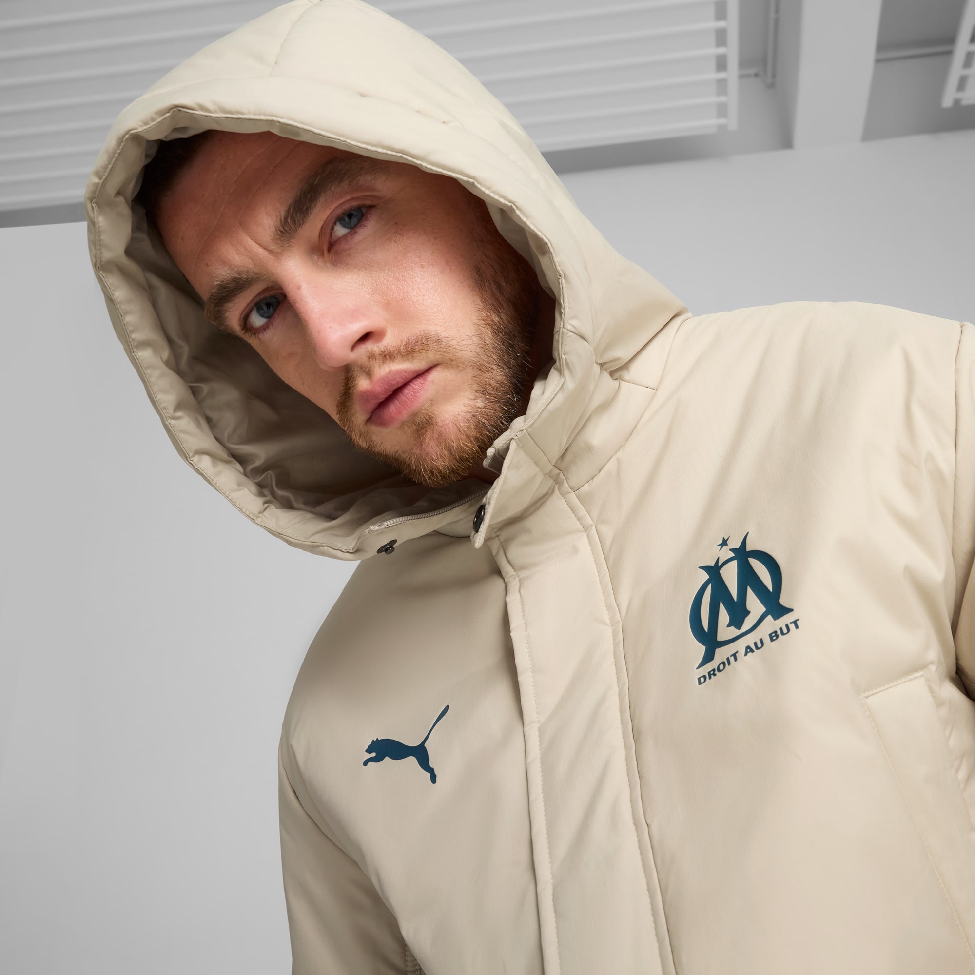 Olympique de Marseille Winter Jacket Men, Putty-Ocean Tropic, large