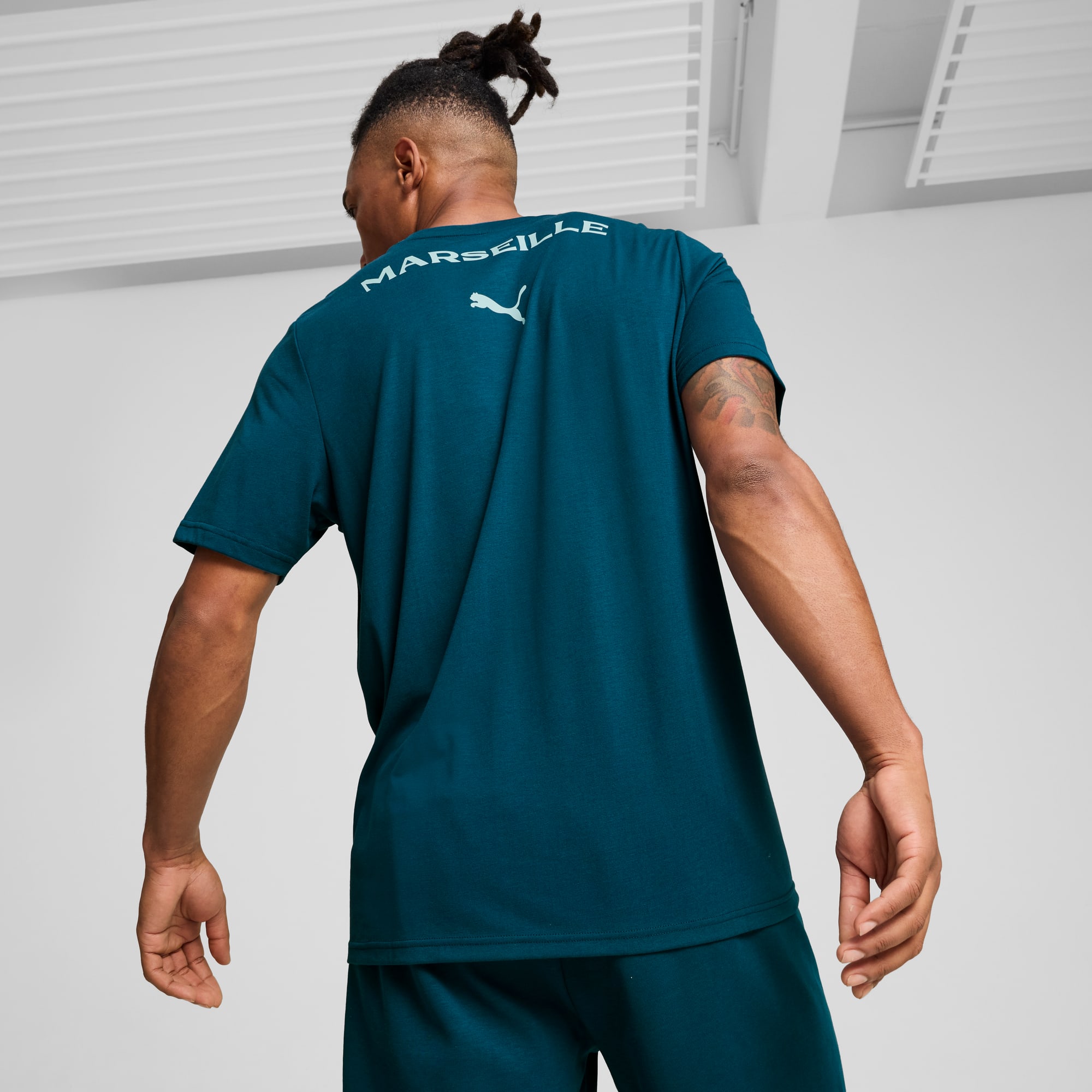 Olympique de Marseille Casuals Tee Men, Ocean Tropic-Turquoise Surf, large