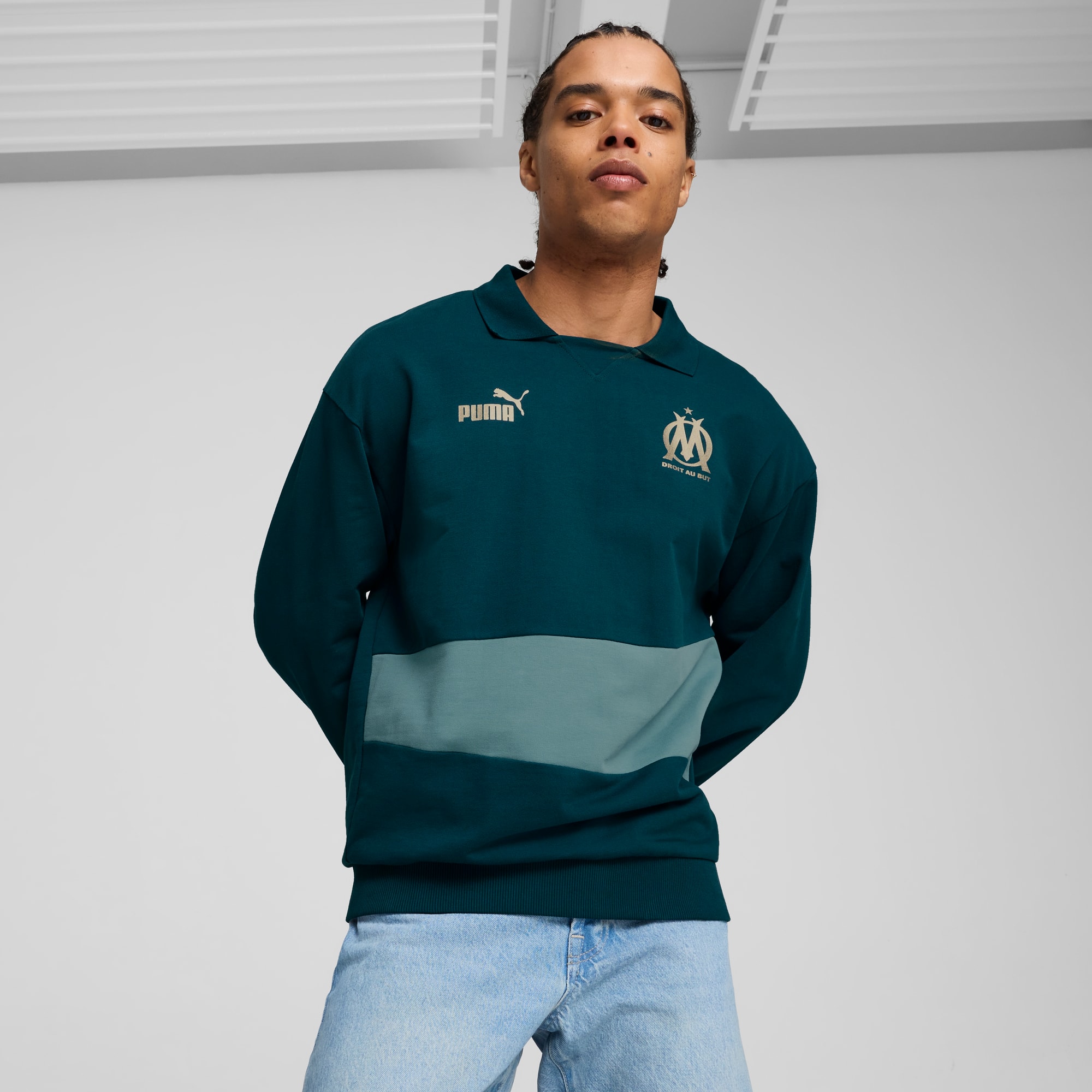 Olympique de Marseille ftblCULTURE+ Sweatoberteil Herren, Ocean Tropic-Bold Blue, large