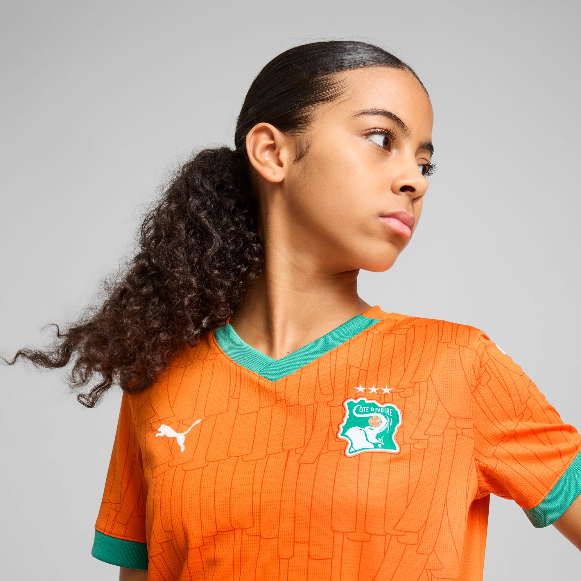 Ivory Coast 2025 Home Jersey Youth, Rickie Orange-Jade Frost, large