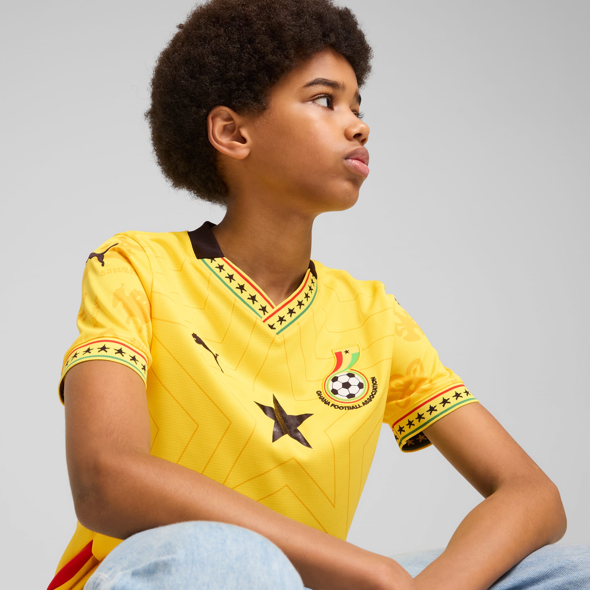 Ghana 2025 Auswärtstrikot Teenager, Pelé Yellow-PUMA Black, large
