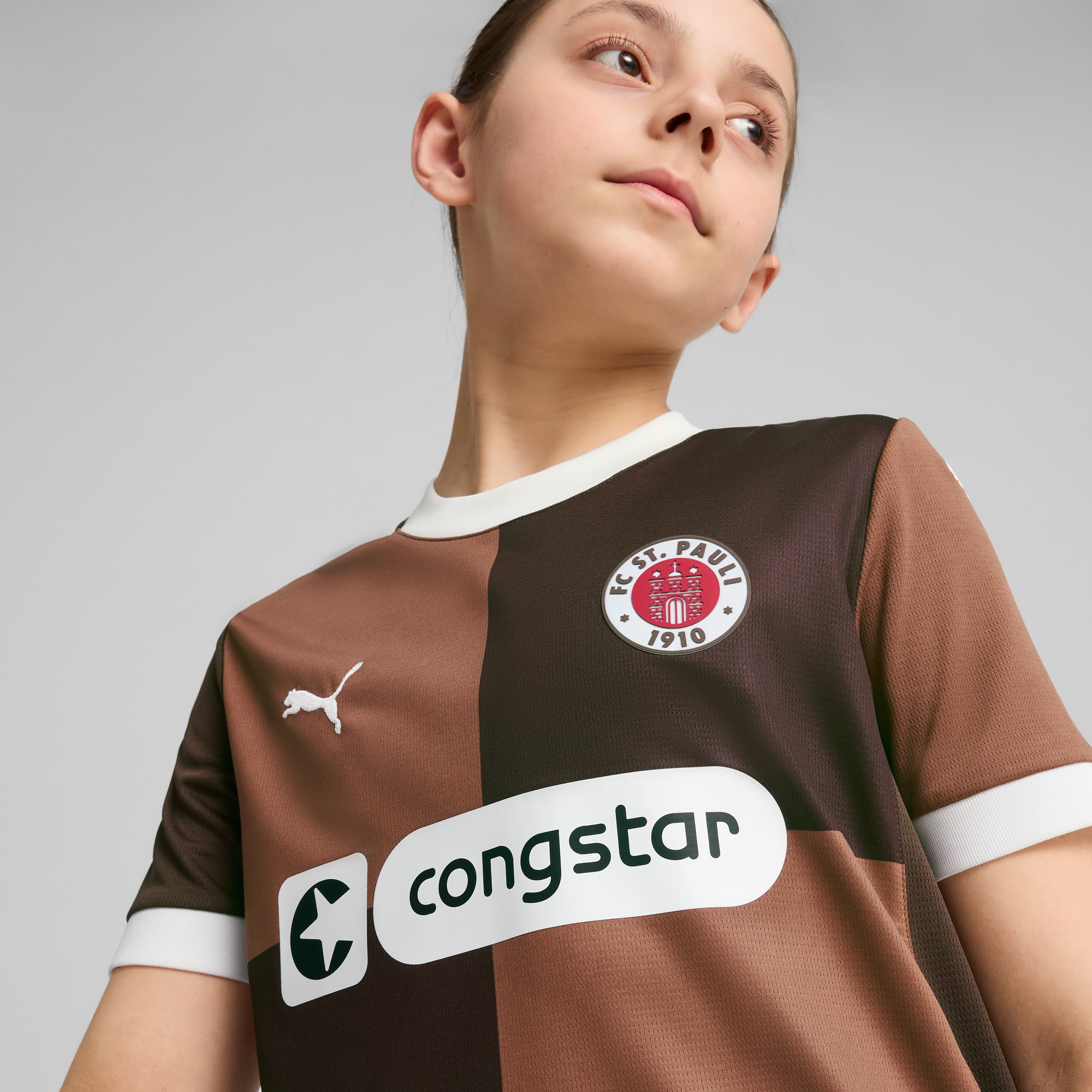 FC St. Pauli 24/25 Home Jersey Youth, Espresso Brown-PUMA White, large
