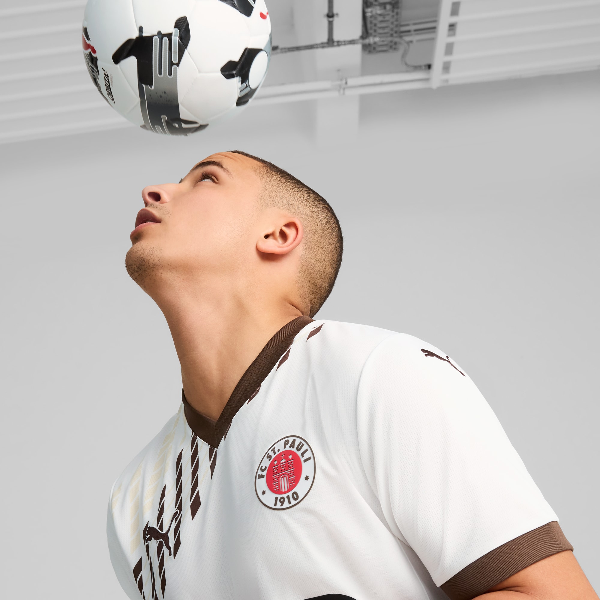 FC St. Pauli 24/25 uitshirt voor heren, PUMA White-Espresso Brown, large