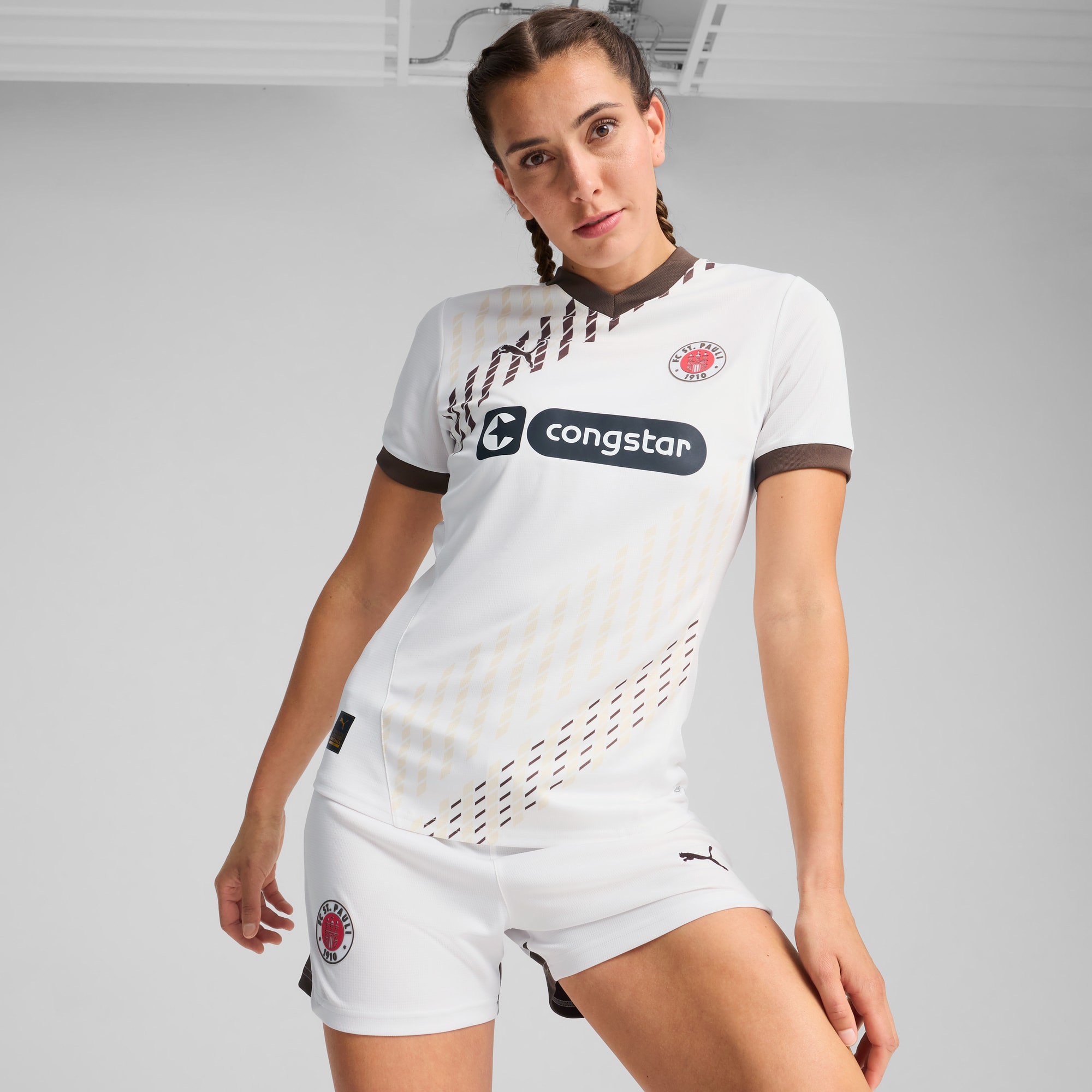 FC St. Pauli 24/25 Away Jersey Women, PUMA White-Espresso Brown, large