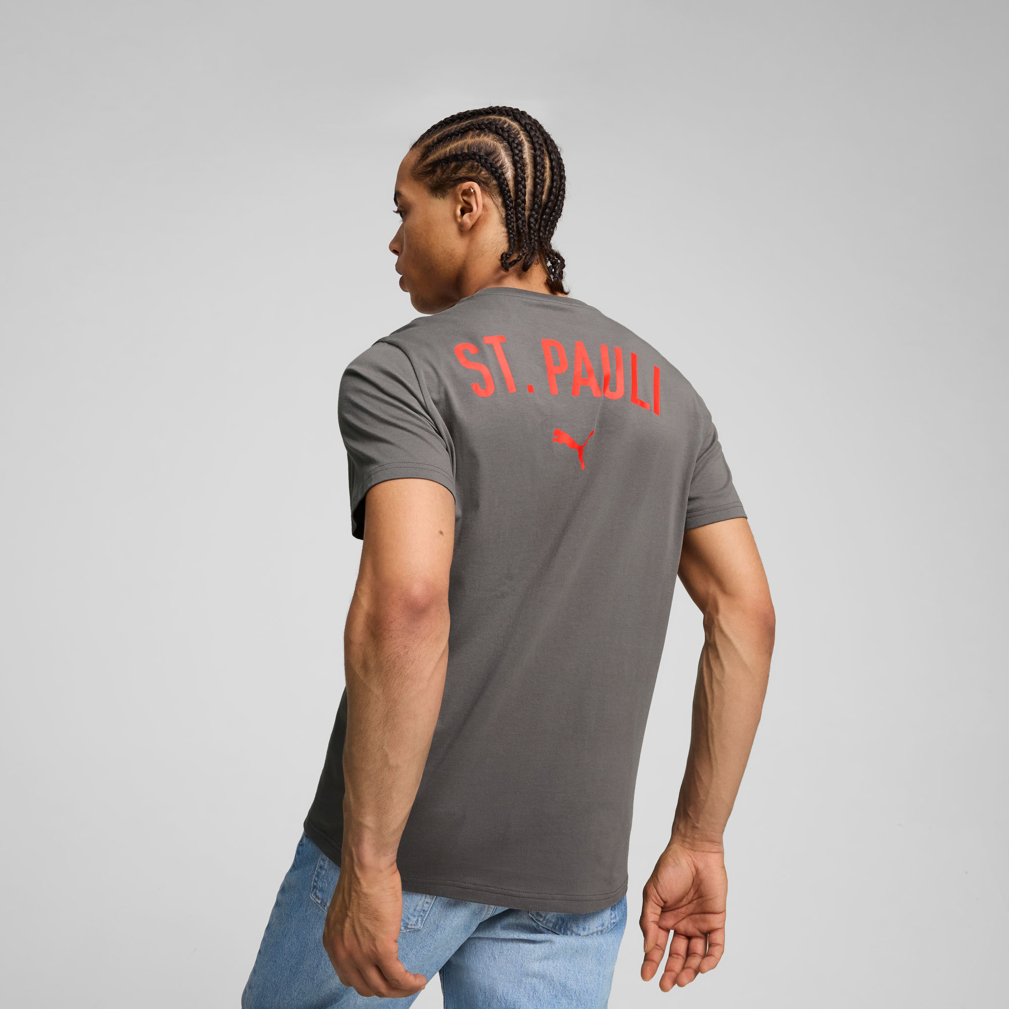 Męska koszulka Casuals FC St. Pauli, Flat Medium Gray-PUMA Red, large
