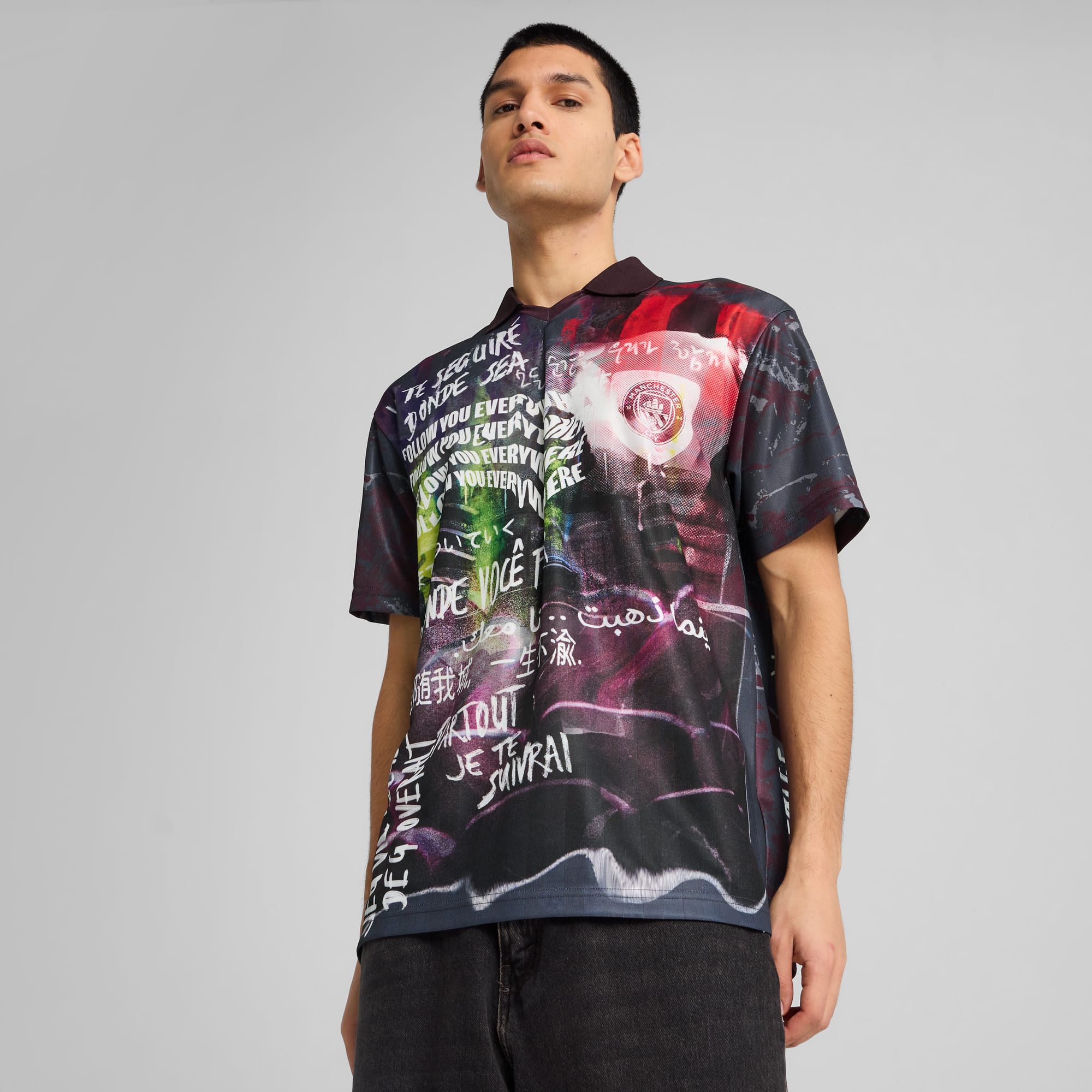 Camiseta Manchester City ftblNRGY+ Retro para hombre, Dark Rosette-Galactic Gray, large