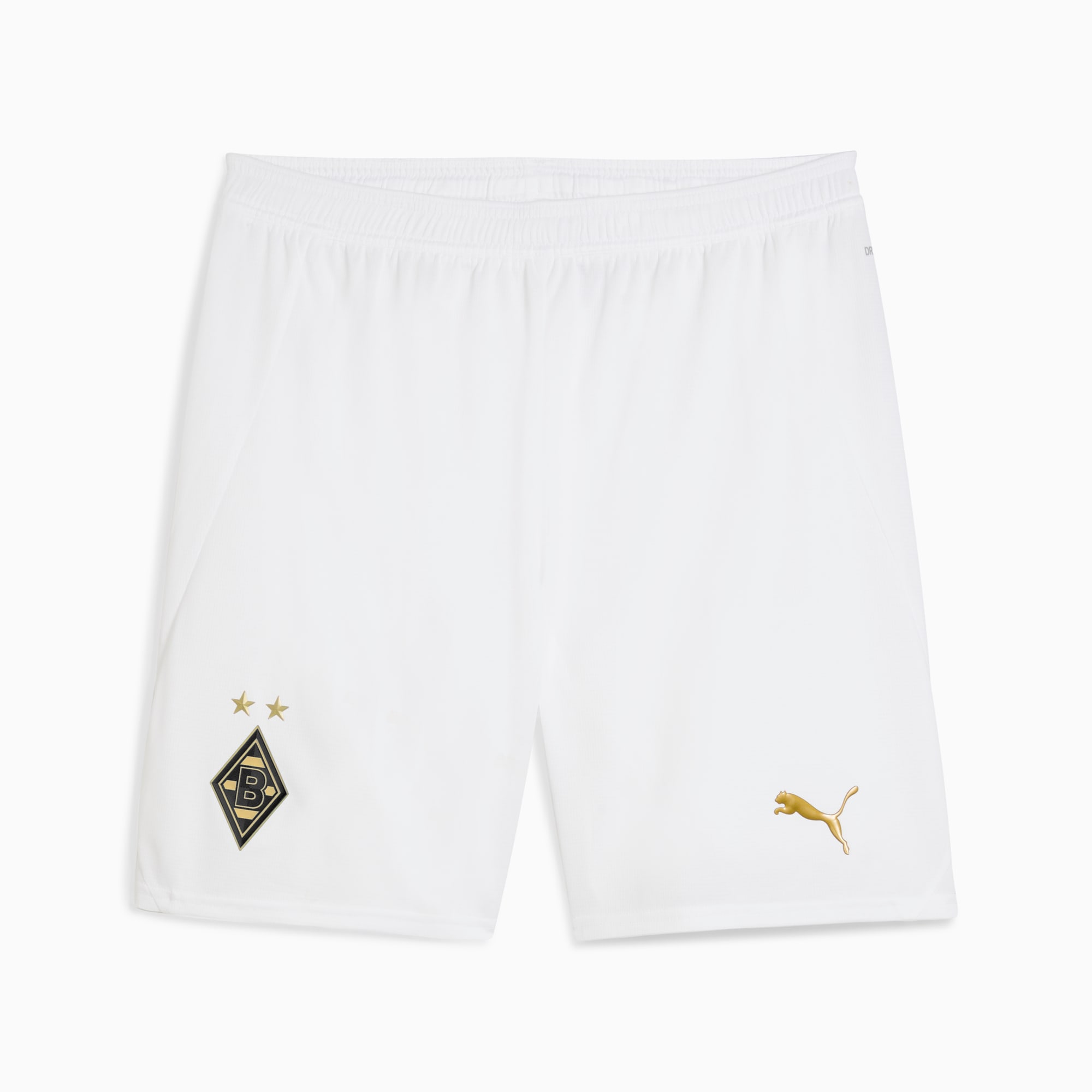 Pantaloncini bianchi PUMA da uomo con elastico in vita e loghi.
