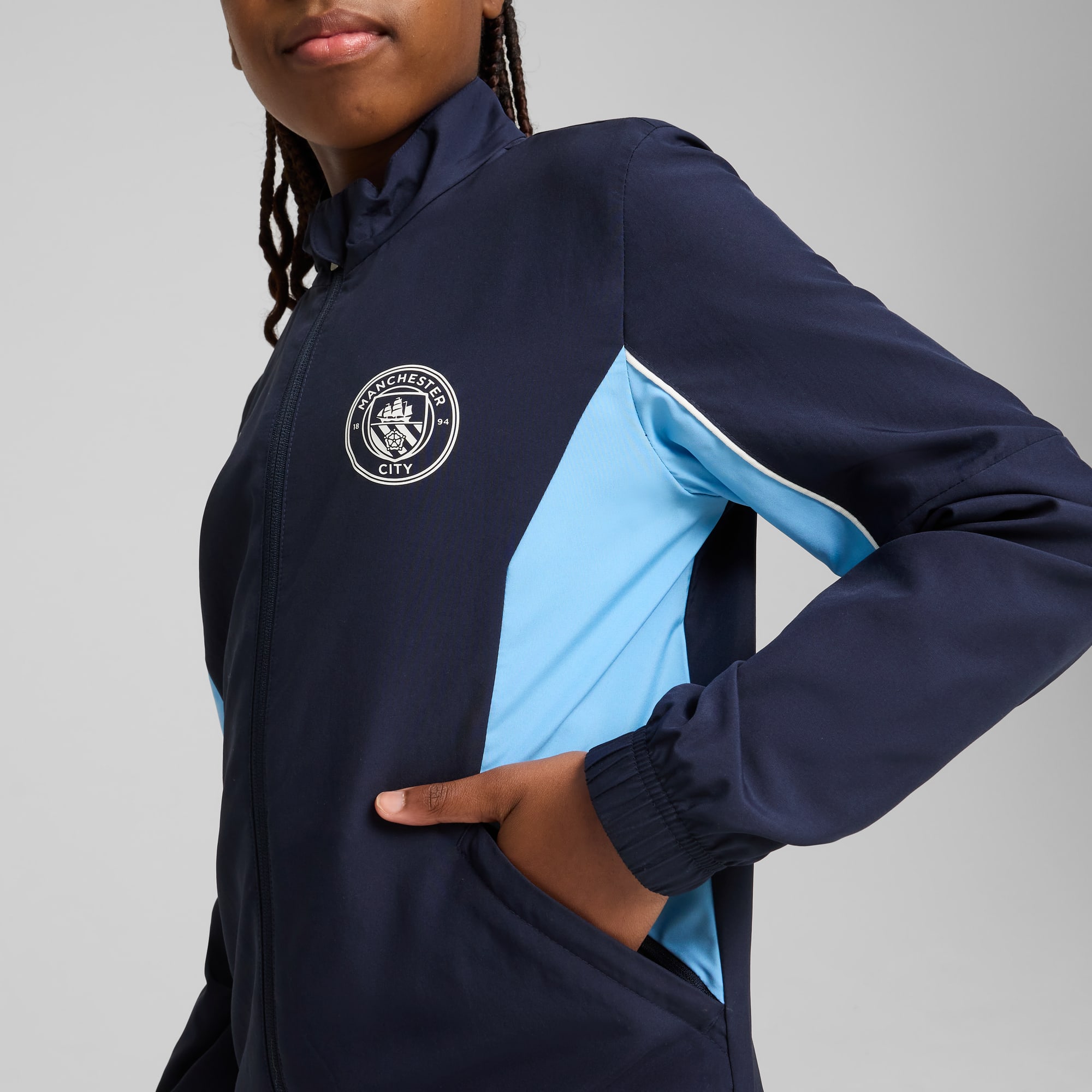 Manchester City ftblARCHIVE Jacket Youth, PUMA Navy-Team Light Blue, large