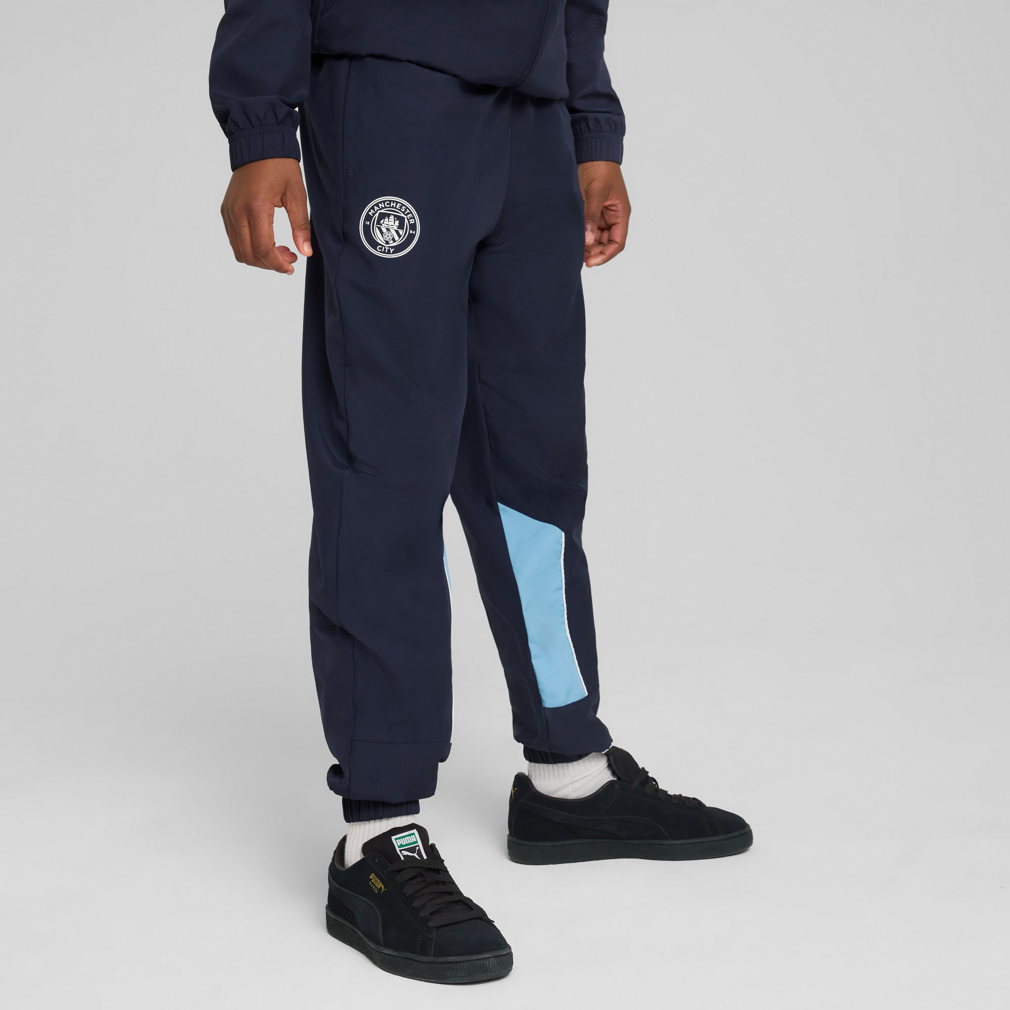 Pantaloni Manchester City ftblARCHIVE per ragazzi, PUMA Navy-Team Light Blue, large