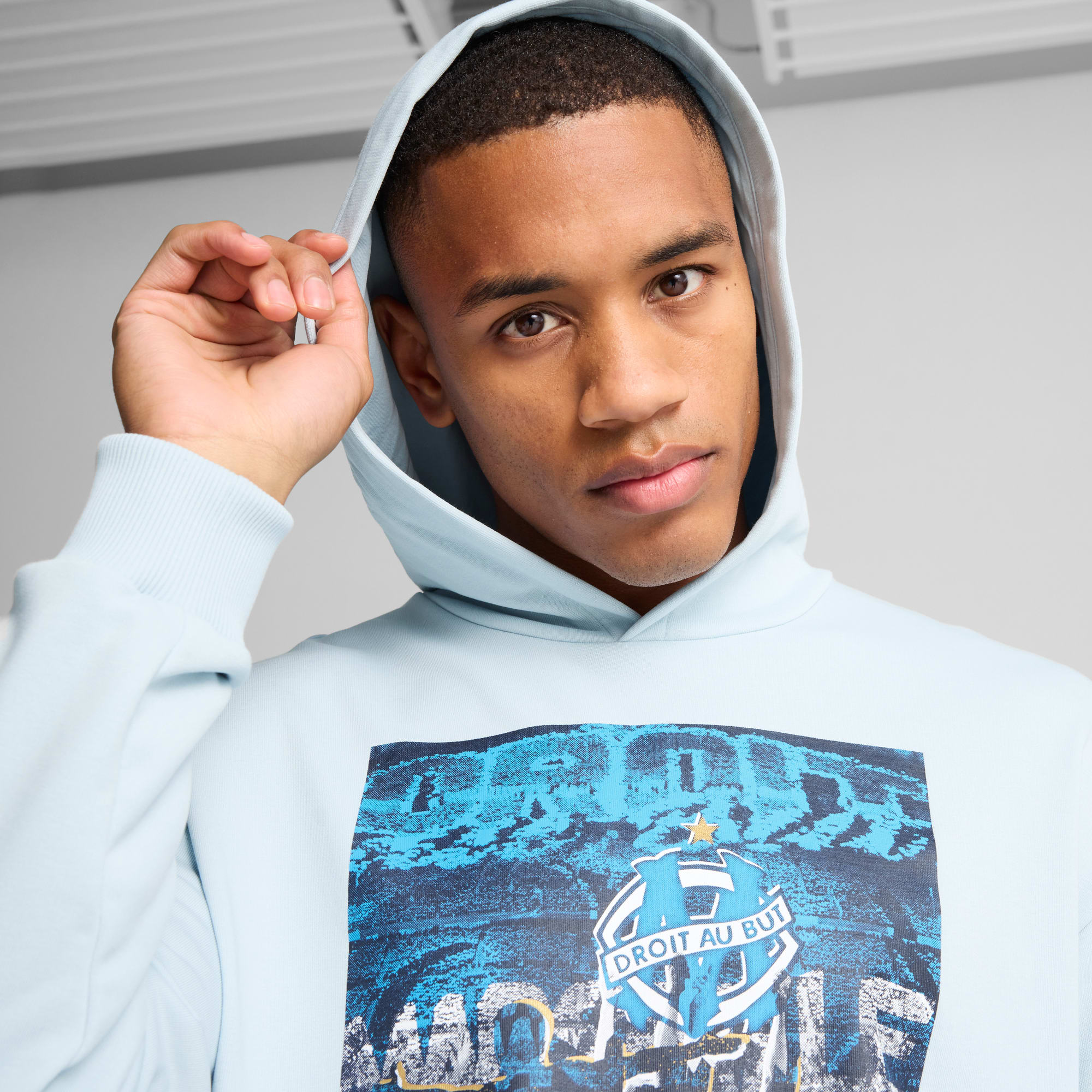 Olympique de Marseille ftblNRGY+ Hoodie Men, Frosted Dew-PUMA Navy, large