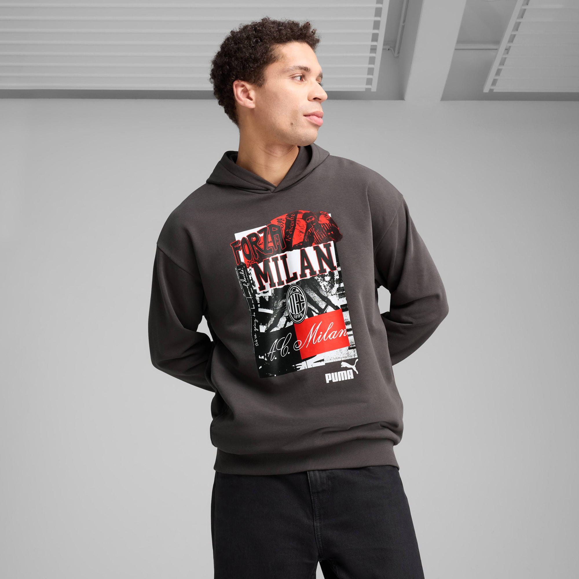 AC Milan ftblNRGY+ Hoodie Men, Shadow Gray-PUMA Black, large