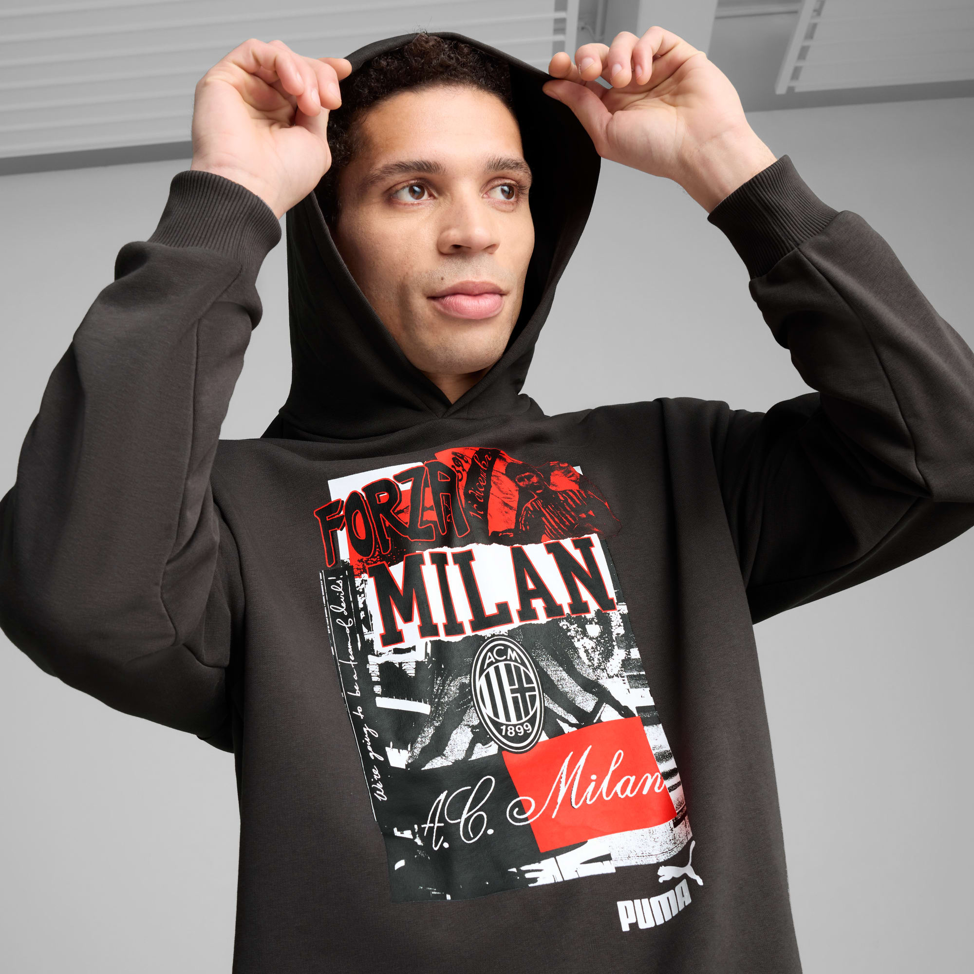 AC Milan ftblNRGY+ Hoodie Men, Shadow Gray-PUMA Black, large