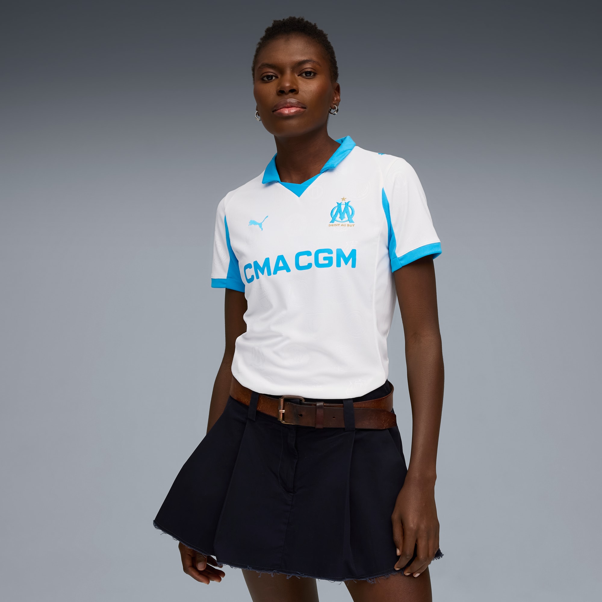 Maillot Home 25/26 Olympique de Marseille Femme, PUMA White-Bleu Azur, large